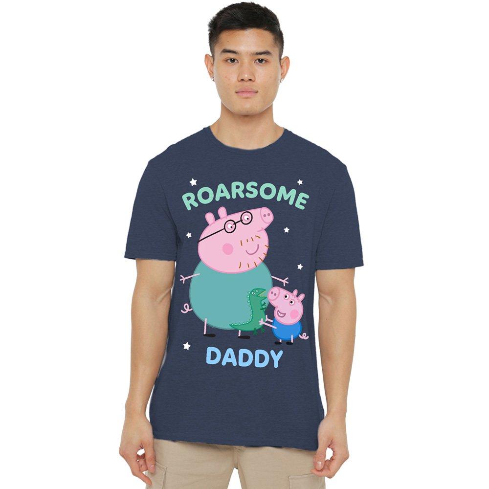 Navy - Hasbro - Peppa Pig Roarsome Daddy Pig T Shirt Heather Navy - 1