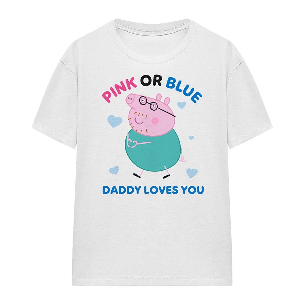 White - Hasbro - Peppa Pig Pink Or Blue Daddy Pig Loves You T Shirt - 4