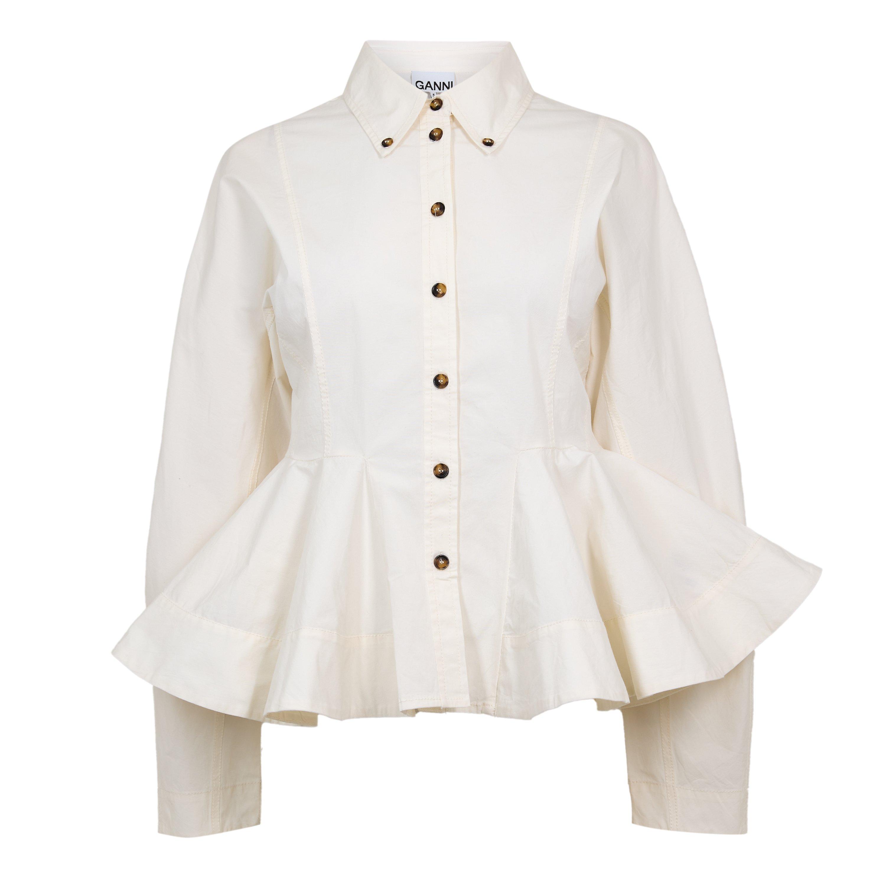 Ganni Women's Peplum Top - Egret - Size 8 (34)