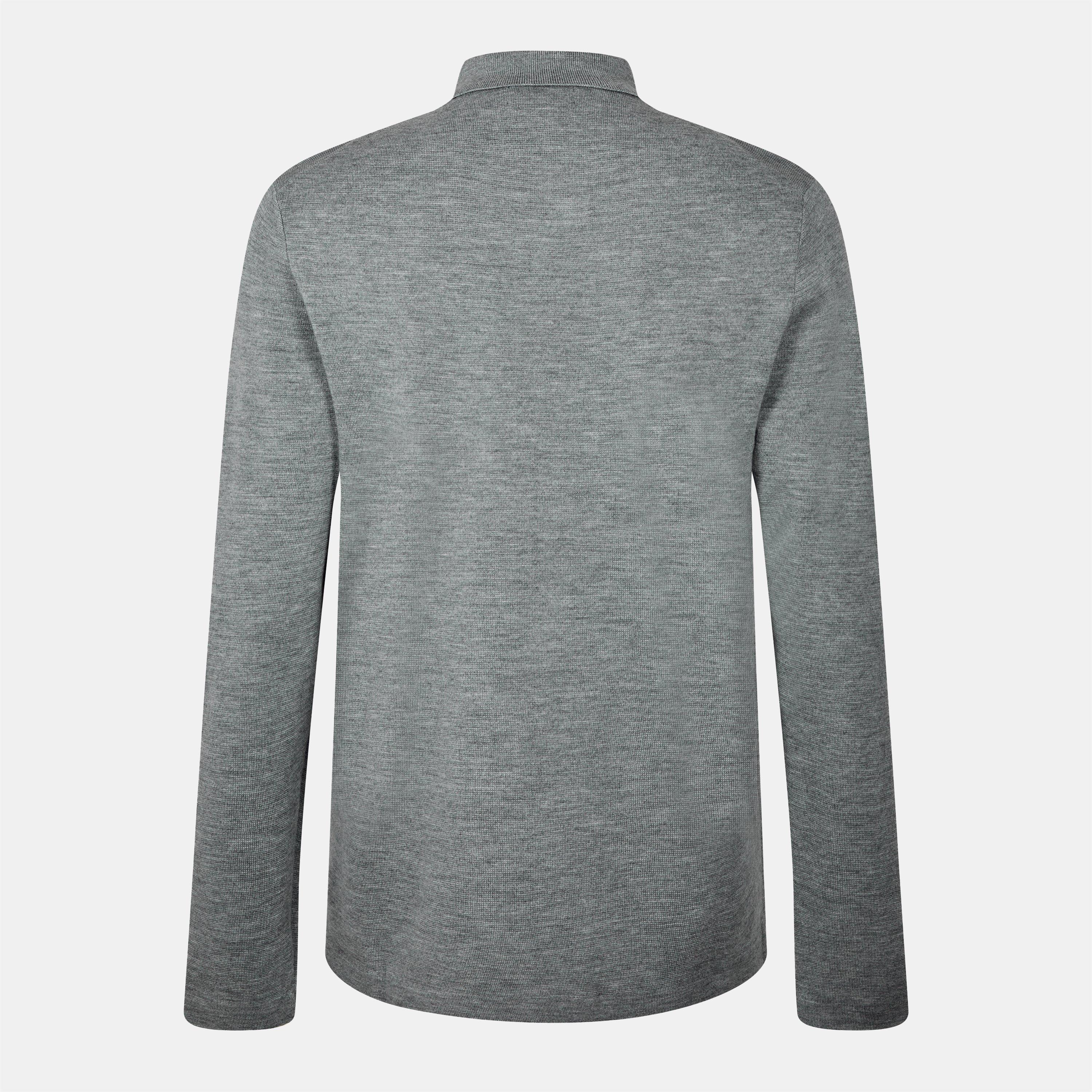 Grey Heather - Polo Ralph Lauren - Merino Button Down Knit Jumper - 2