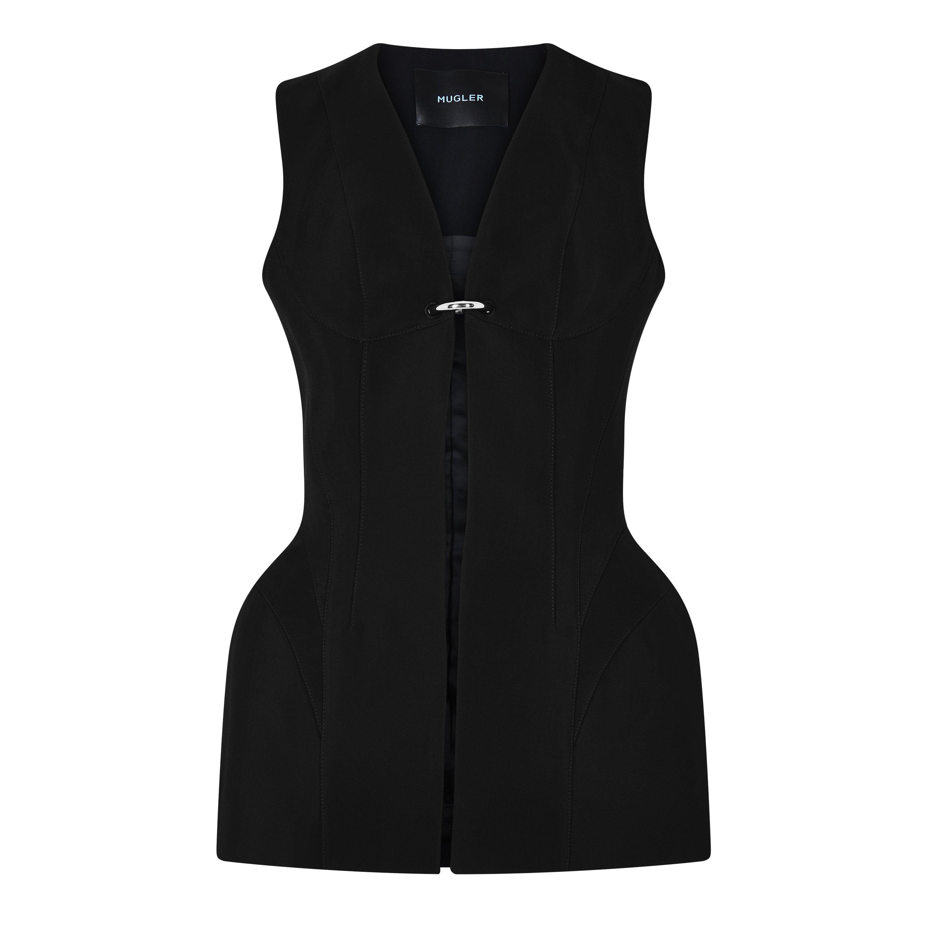 Black - Mugler - Corseted Pierced Vest - 5