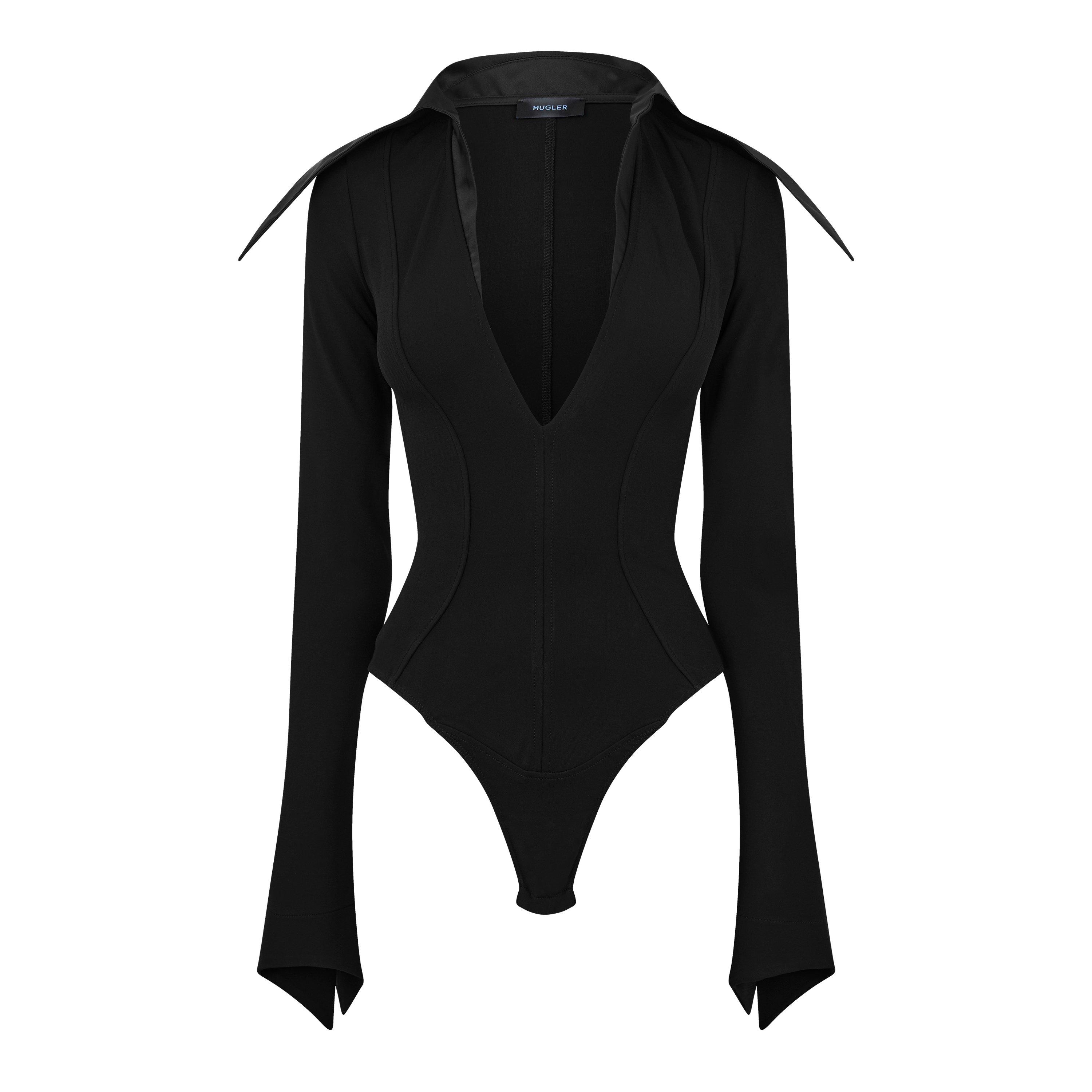 Black/Black - Mugler - Spiky Collar Bodysuit - 5