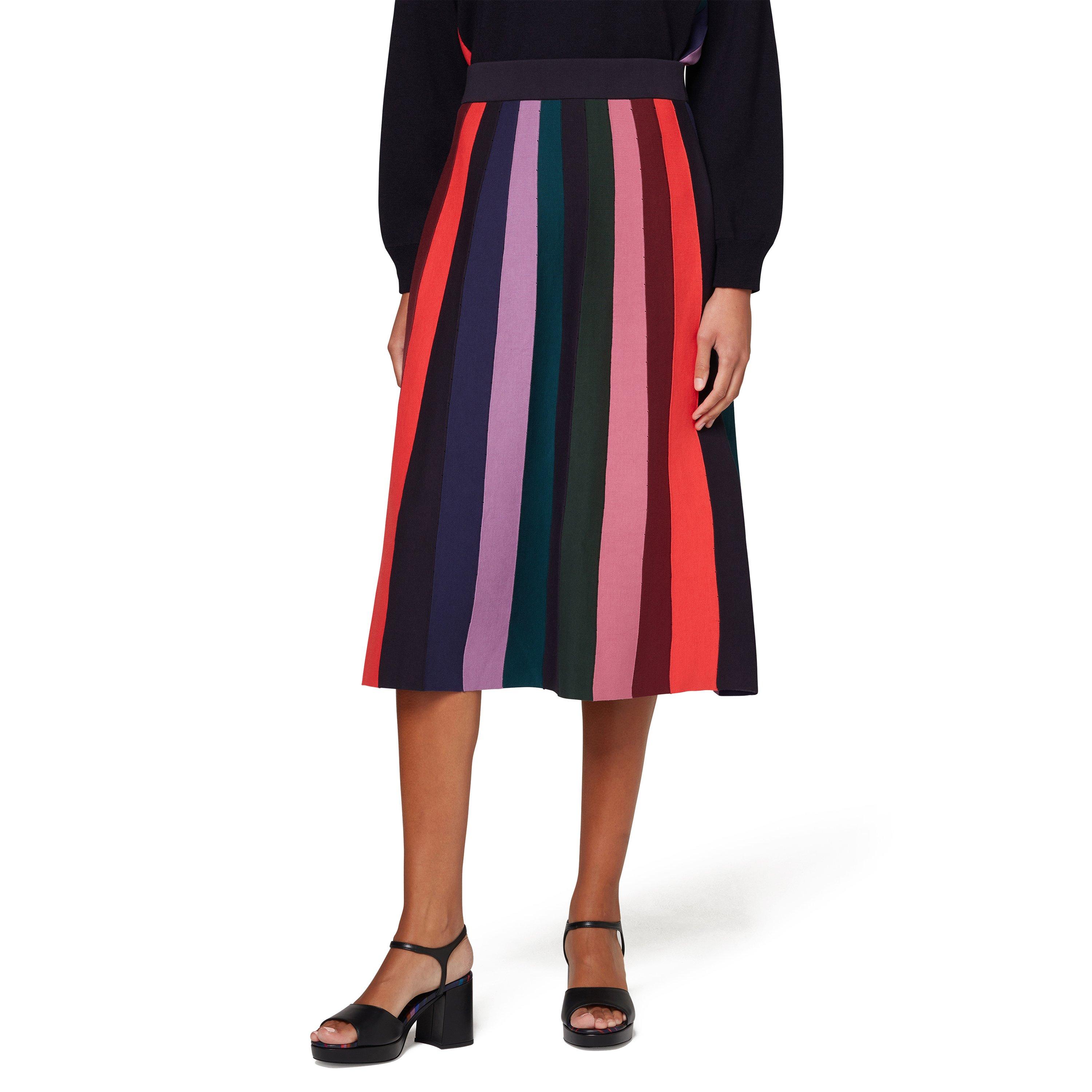 Black - PS Paul Smith - Women's Striped Midi Knitted Skirt - 1