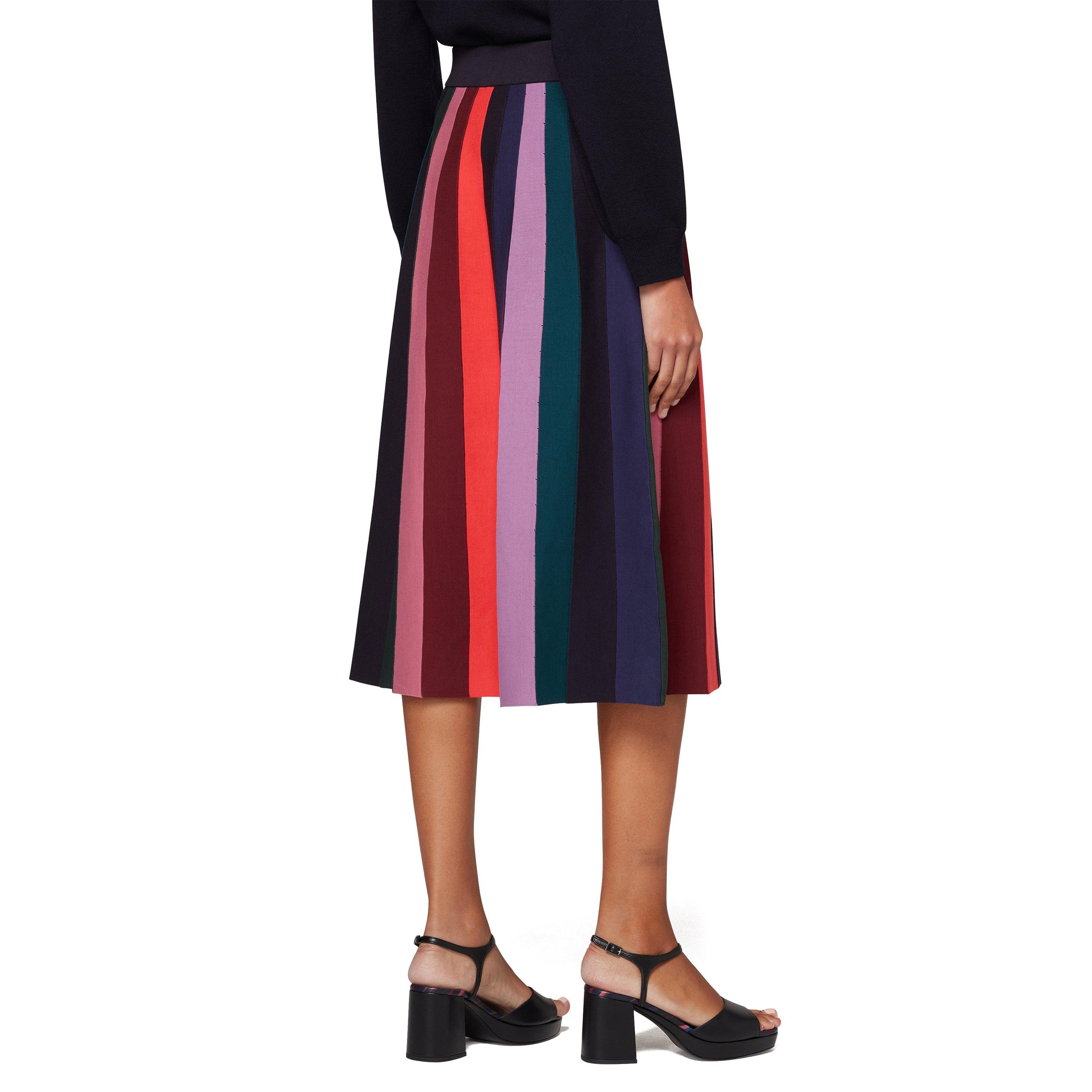 Black - PS Paul Smith - Women's Striped Midi Knitted Skirt - 2