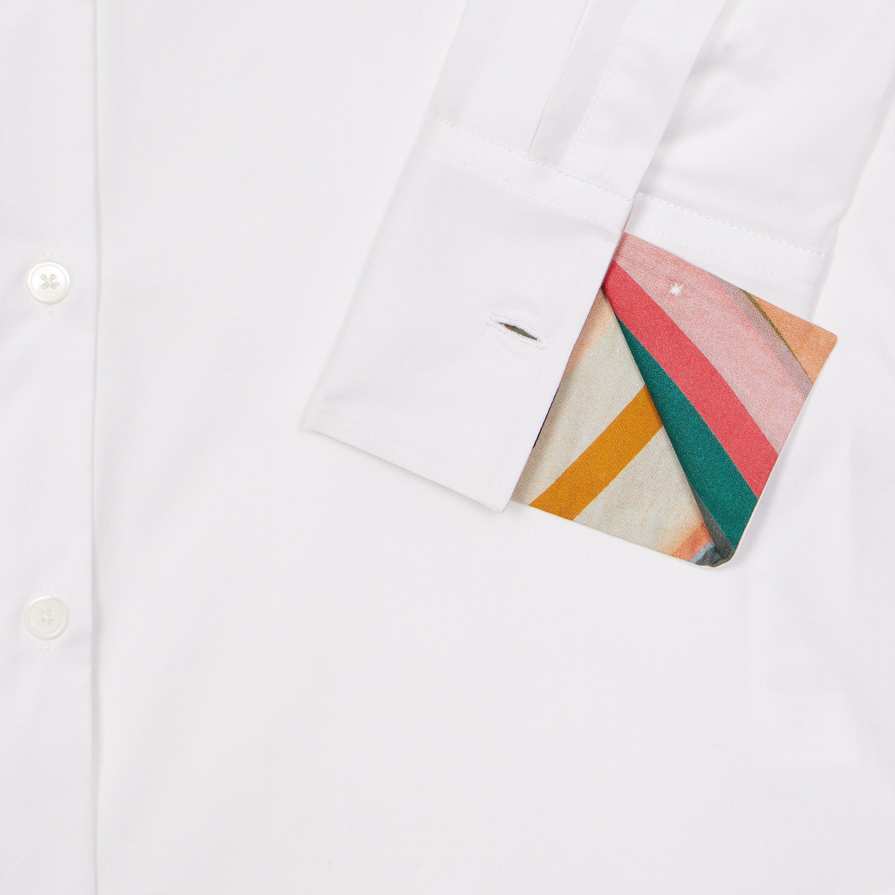 White - PS Paul Smith - Women's Swirl Cuff Detail Long-Sleeve Plain Shirt - 2