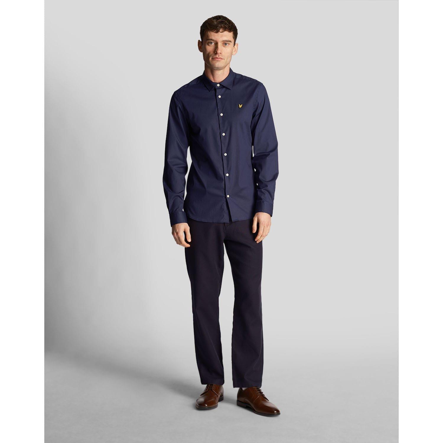 Navy - Lyle and Scott - Slim Fit Poplin Shirt - 2
