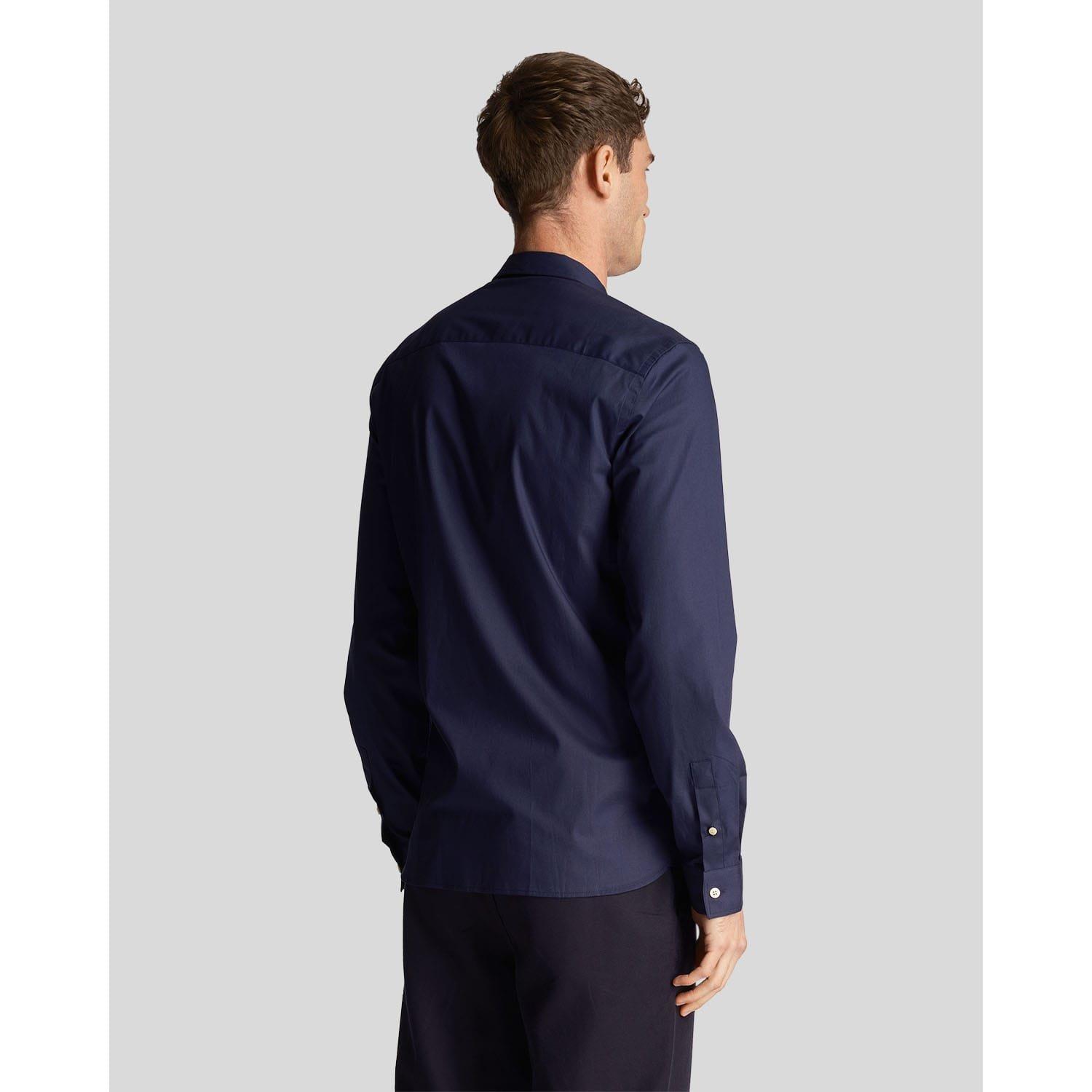 Navy - Lyle and Scott - Slim Fit Poplin Shirt - 3