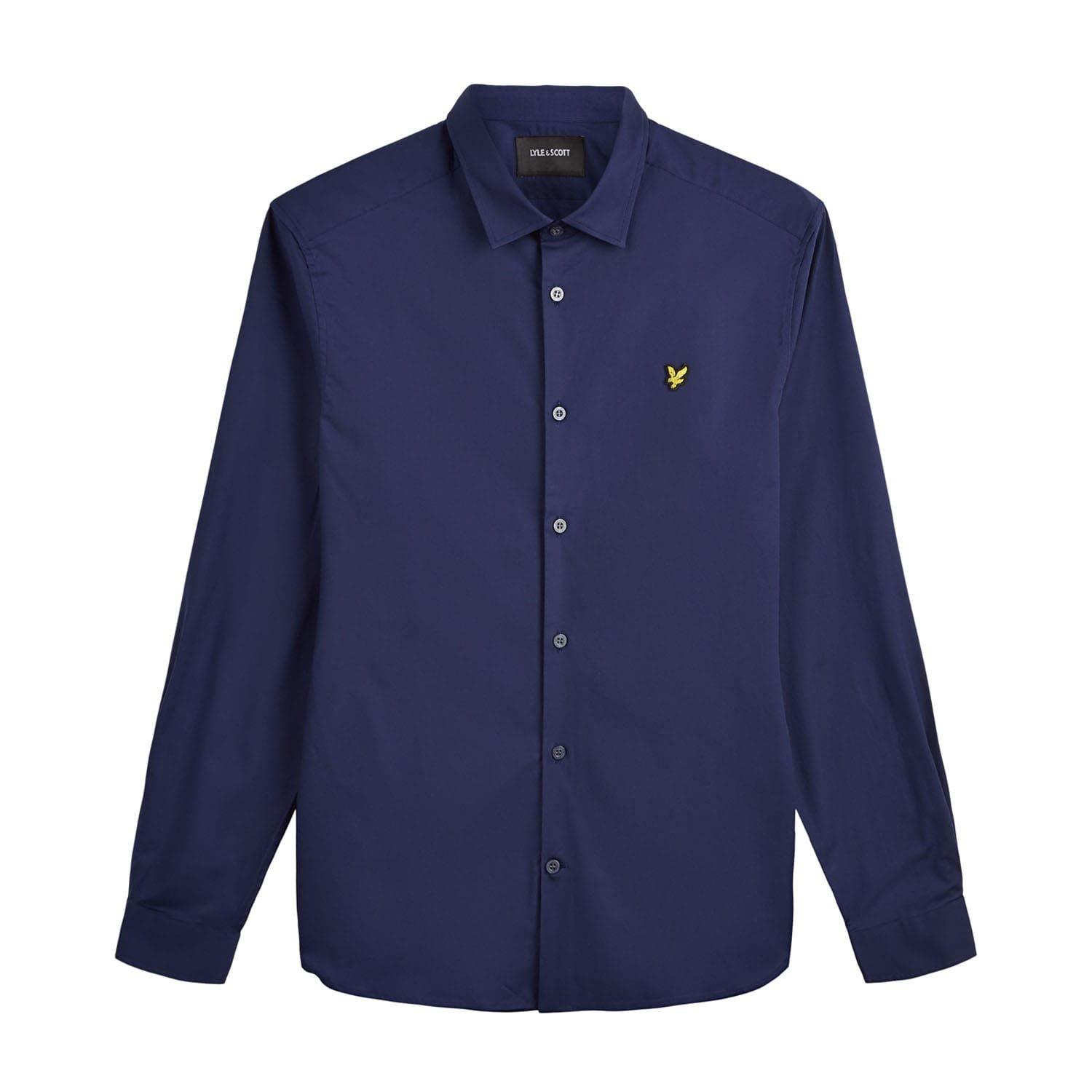 Navy - Lyle and Scott - Slim Fit Poplin Shirt - 4
