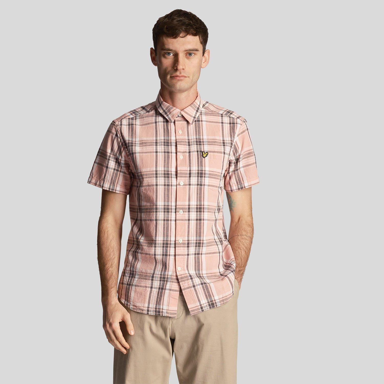 Pink - Lyle and Scott - Linen Check Short Sleeve Shirt - 1