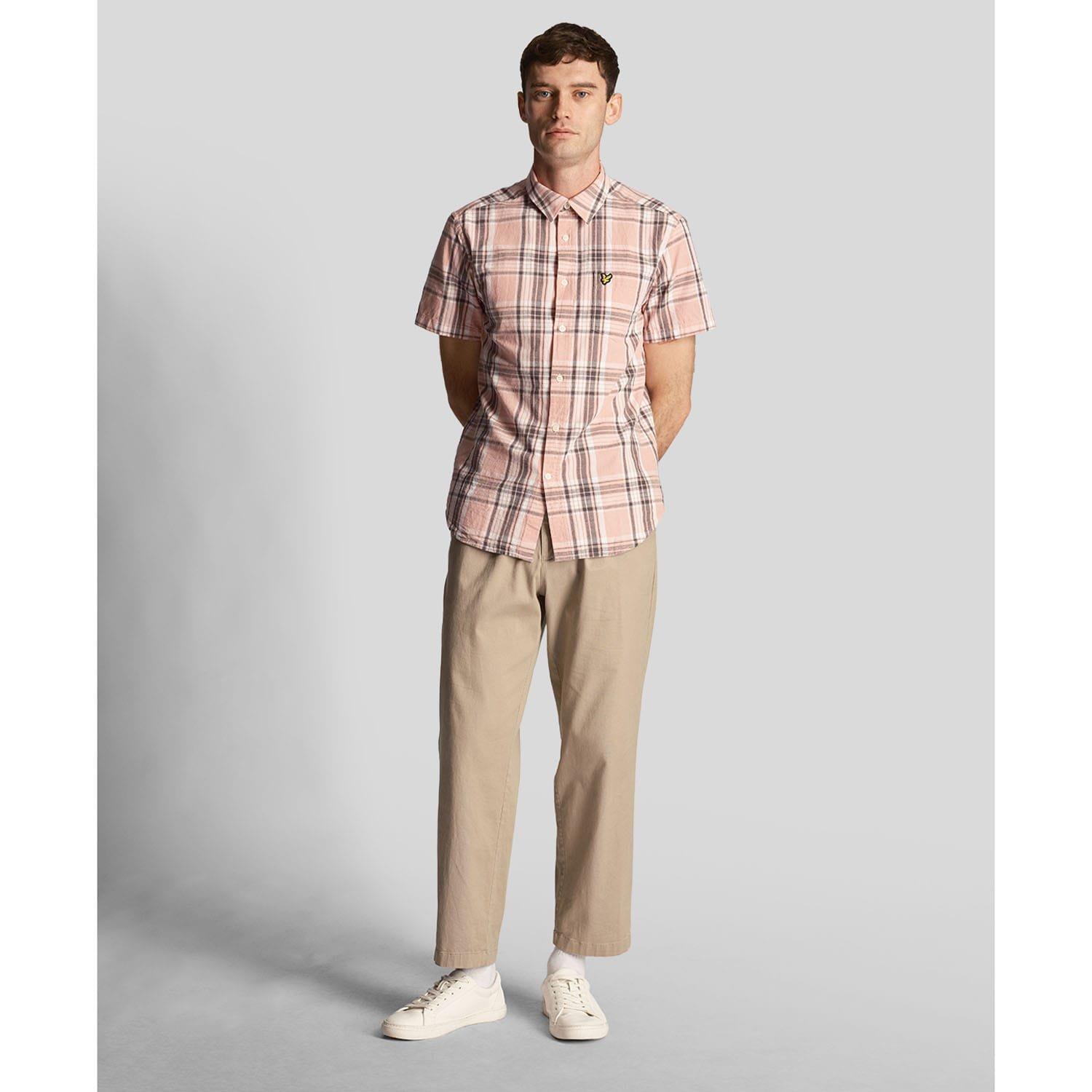 Pink - Lyle and Scott - Linen Check Short Sleeve Shirt - 2