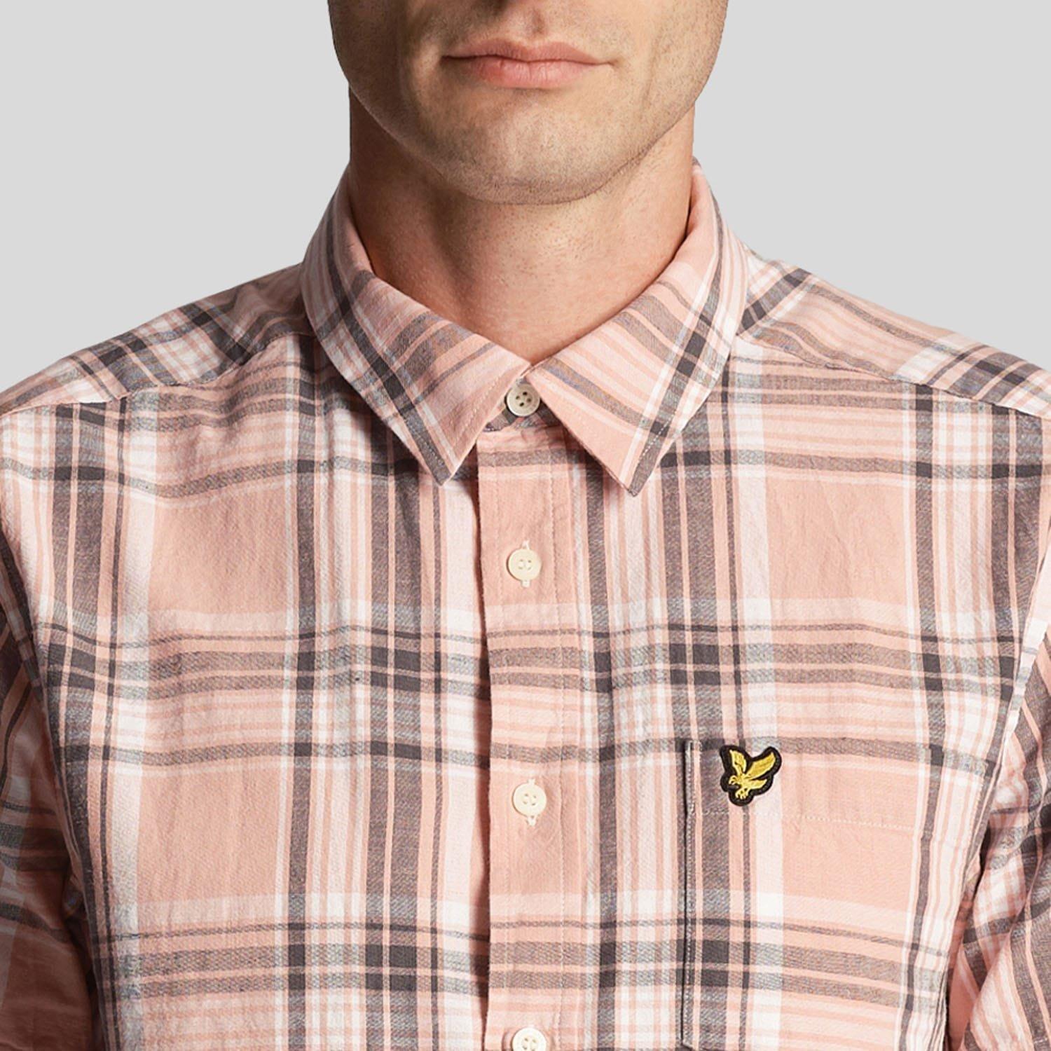 Pink - Lyle and Scott - Linen Check Short Sleeve Shirt - 4