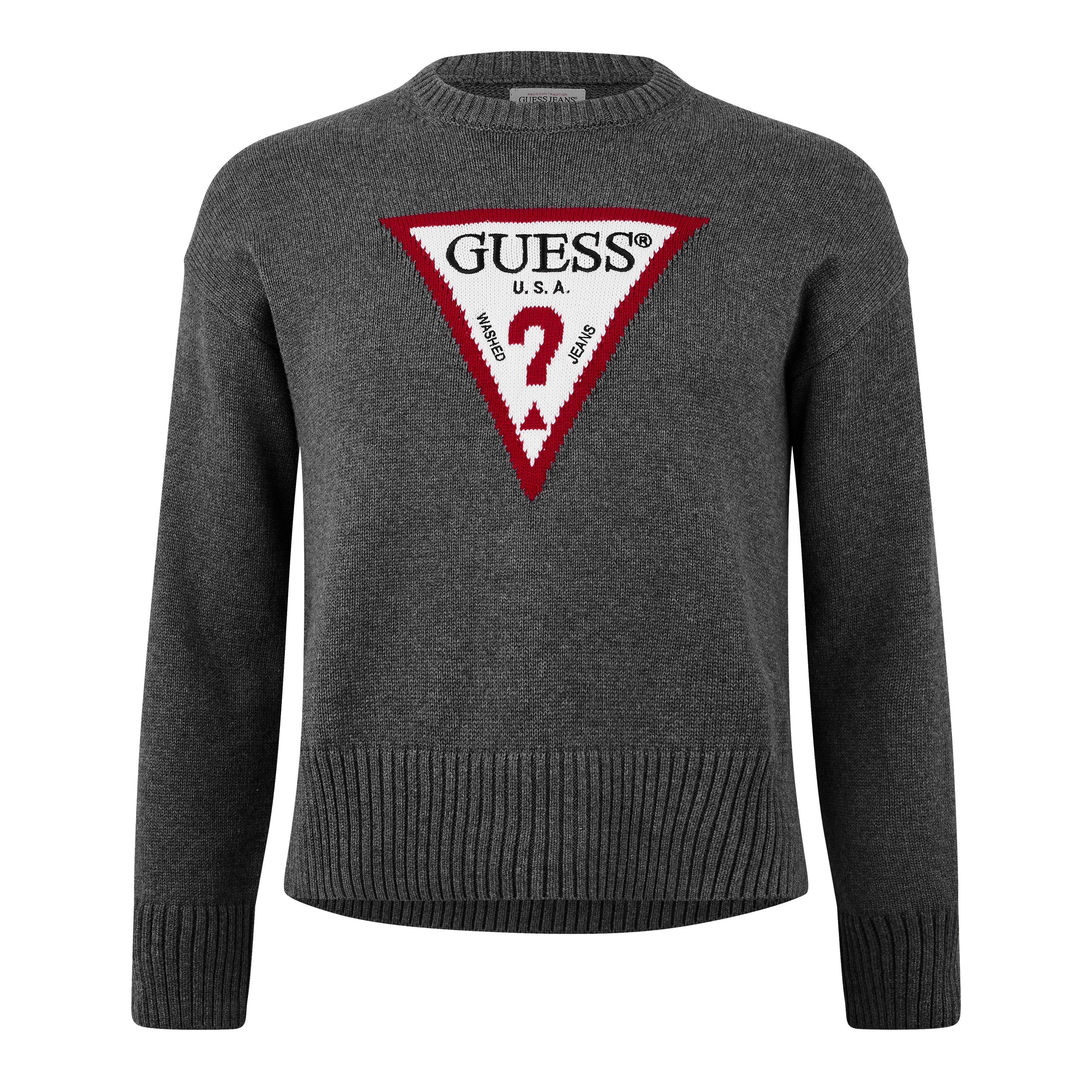 Cobbleston Hthr - Guess - Women&#x27;s Triangle Knitted Crew Neck Jumper - 5