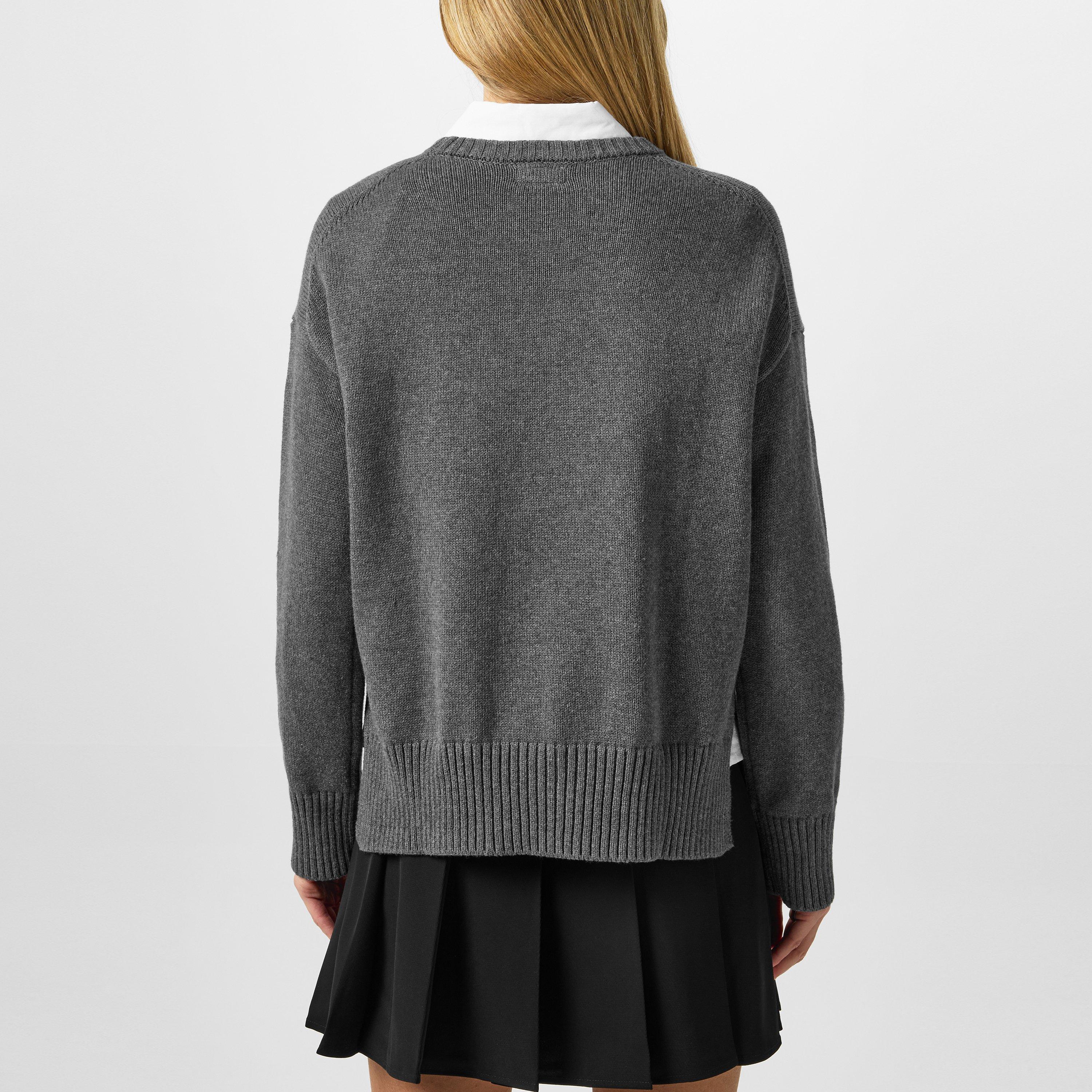 Cobbleston Hthr - Guess - Women&#x27;s Triangle Knitted Crew Neck Jumper - 3