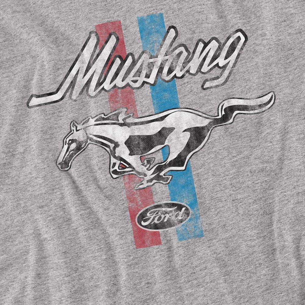Light Grey - Ford - Ford Mustang Stripes Long Sleeve T-Shirt Athletic - 2
