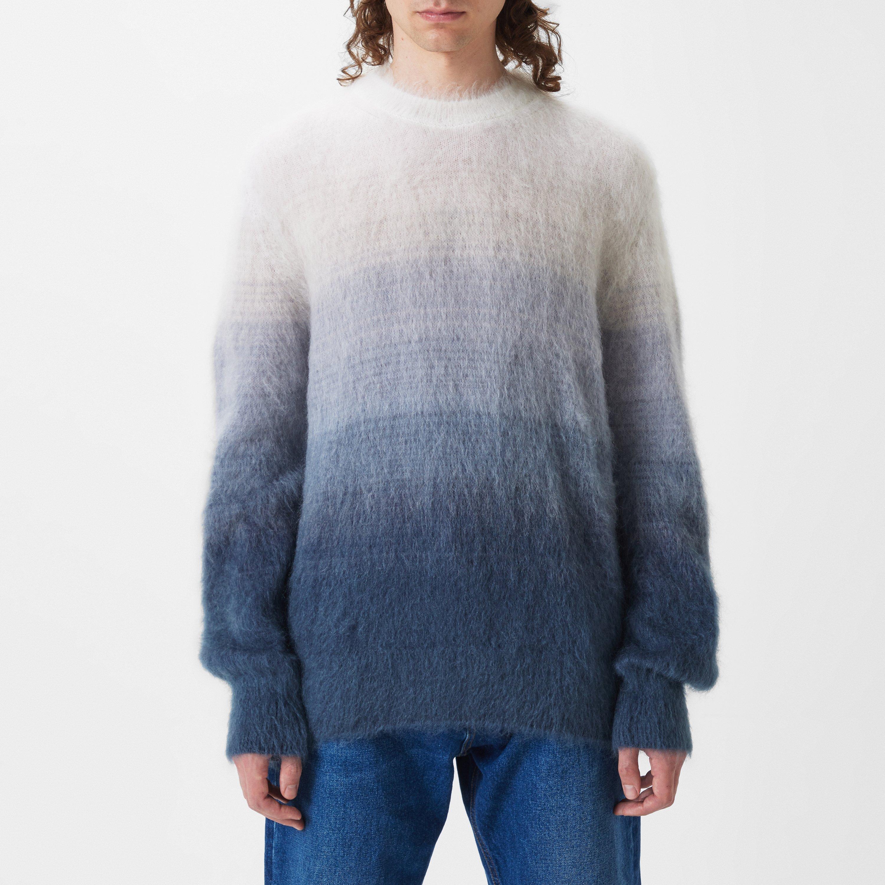 Grey - Off White - Men's  Mohair Knit Sweatshirt, Signature Arrows Motif - 3