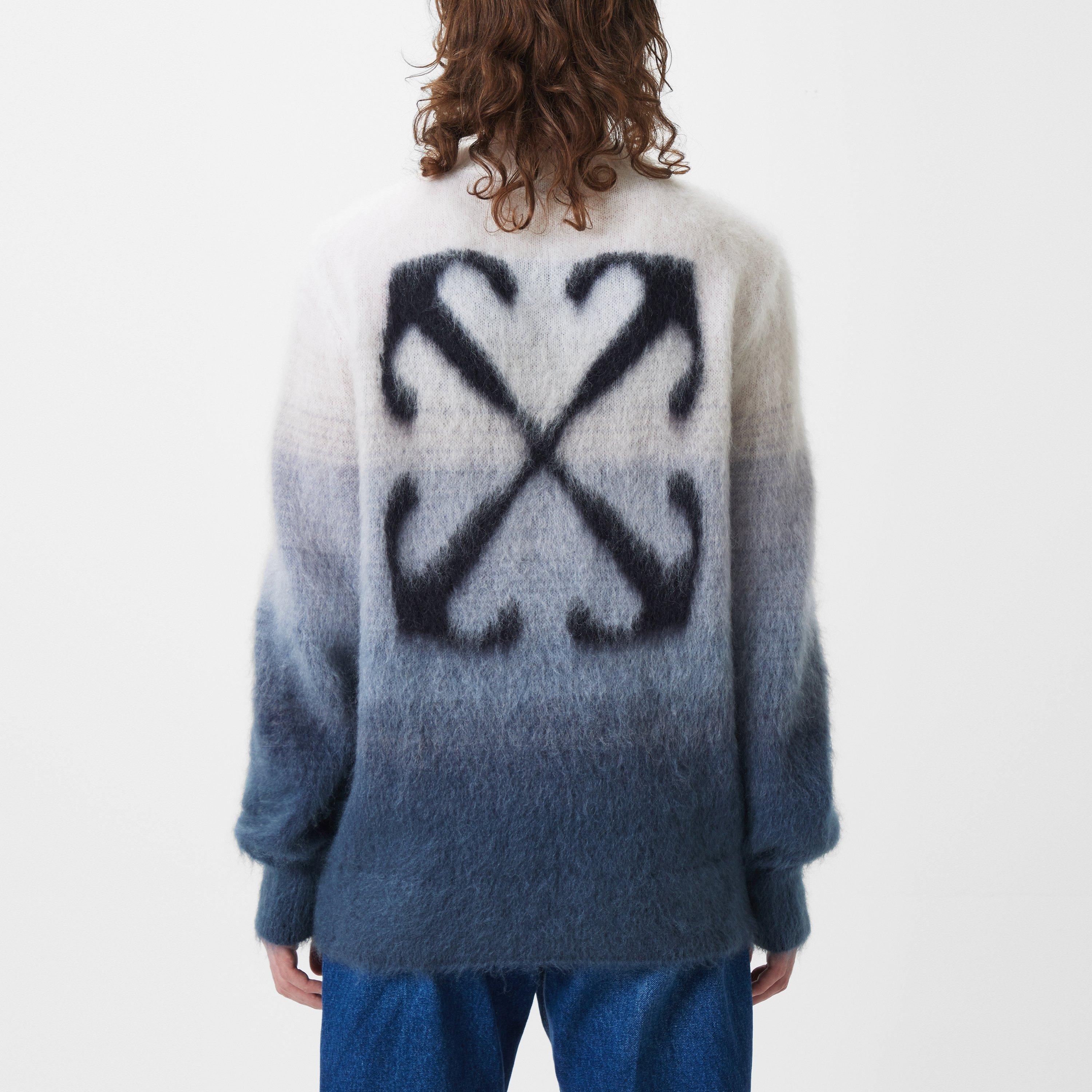 Grey - Off White - Men's  Mohair Knit Sweatshirt, Signature Arrows Motif - 4