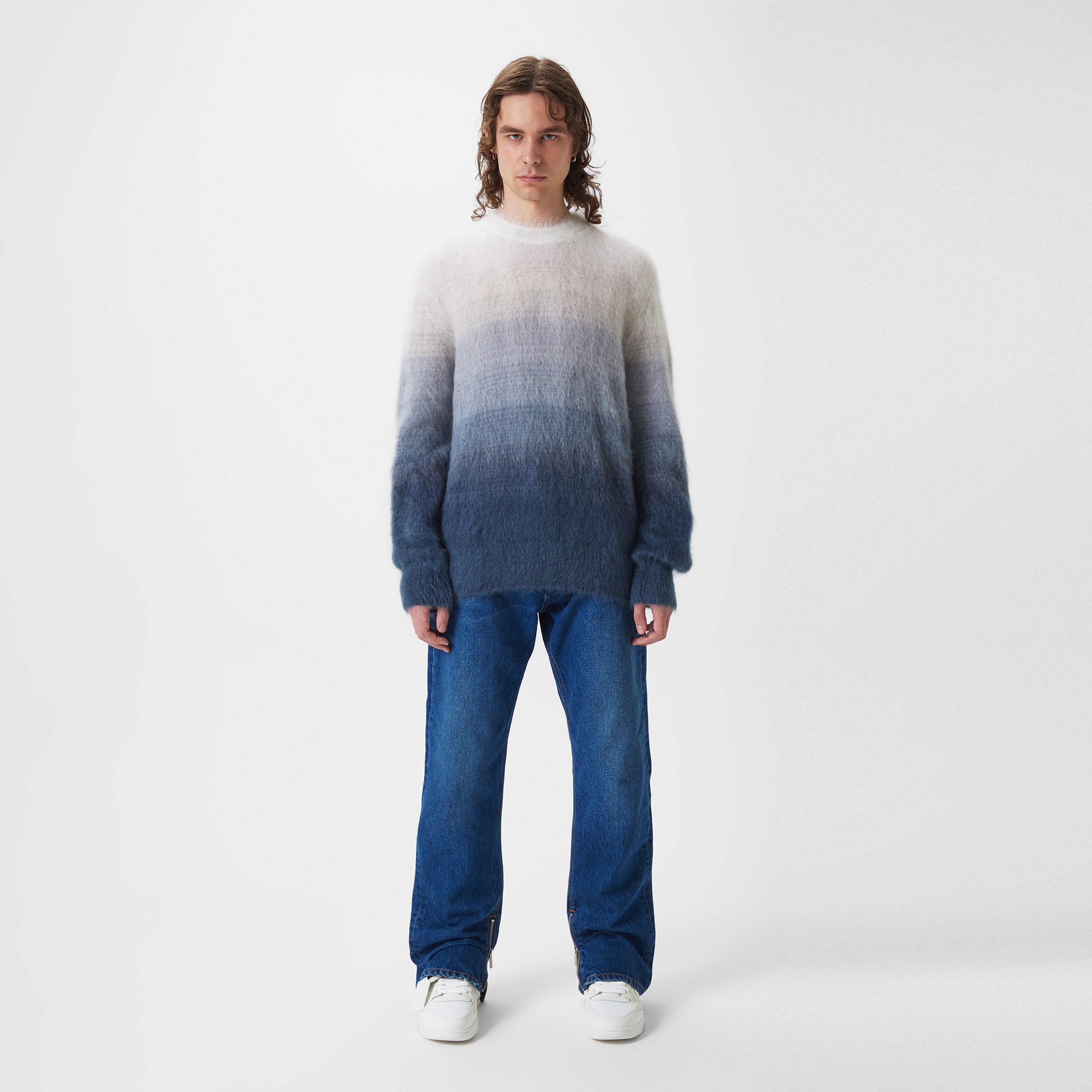 Grey - Off White - Men's  Mohair Knit Sweatshirt, Signature Arrows Motif - 6