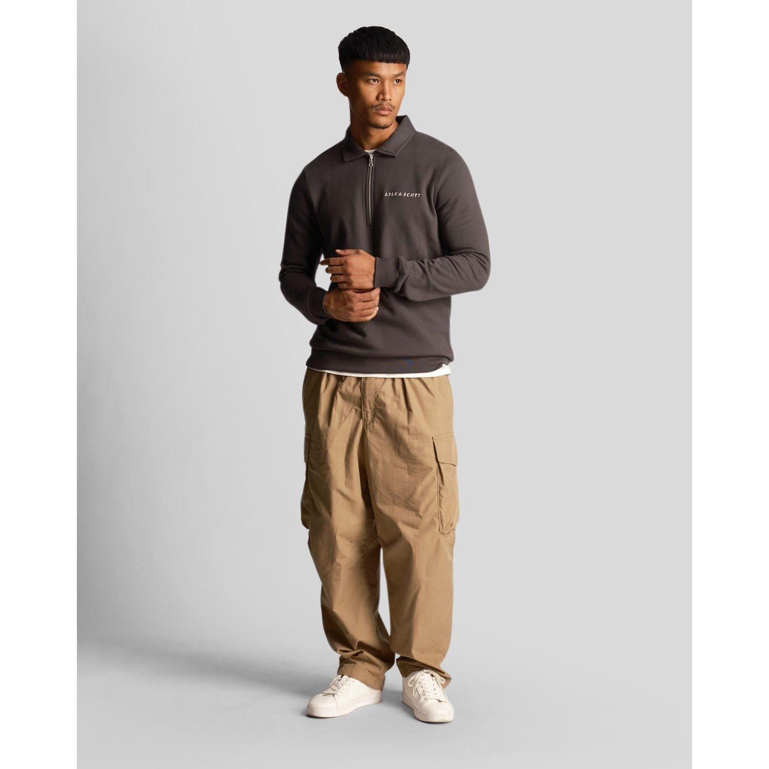 Gunmetal - Lyle and Scott - Embroidered Collared Quarter Zip Sweatshirt - 2