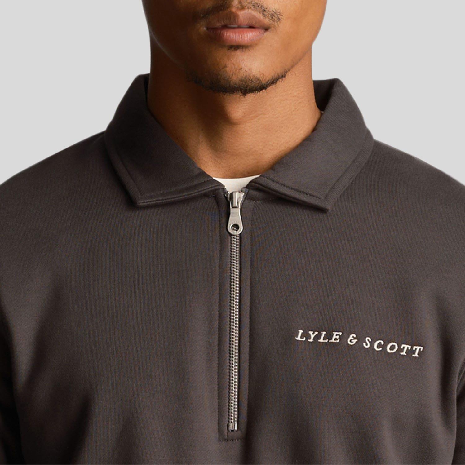 Gunmetal - Lyle and Scott - Embroidered Collared Quarter Zip Sweatshirt - 4