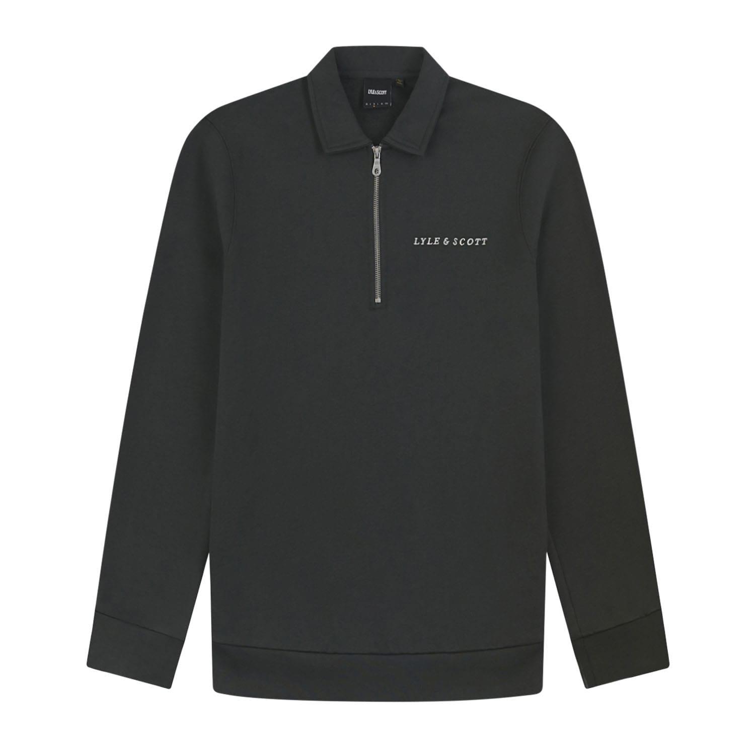 Gunmetal - Lyle and Scott - Embroidered Collared Quarter Zip Sweatshirt - 5