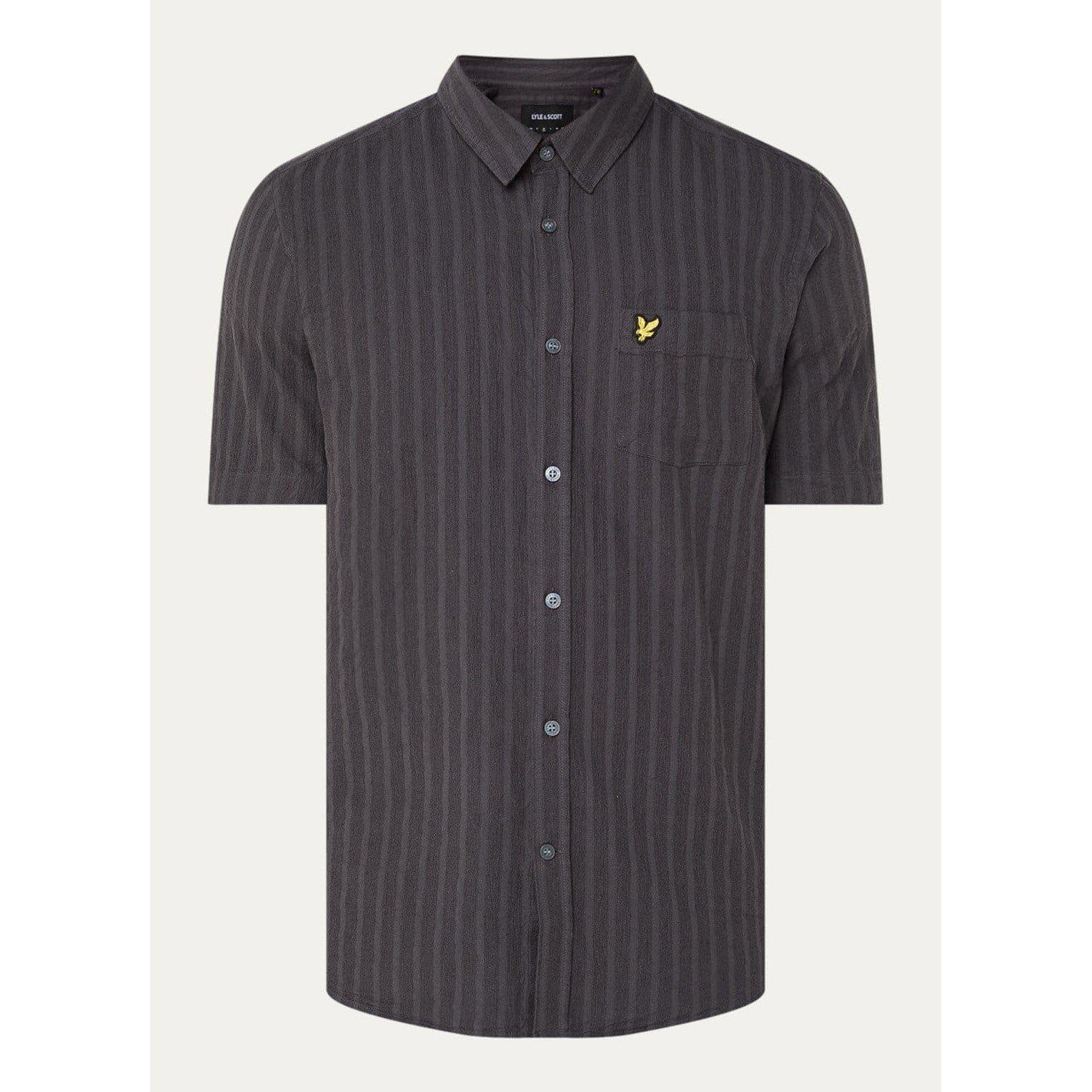 Gunmetal - Lyle and Scott - Textured Stripe Short Sleeve Shirt - 1