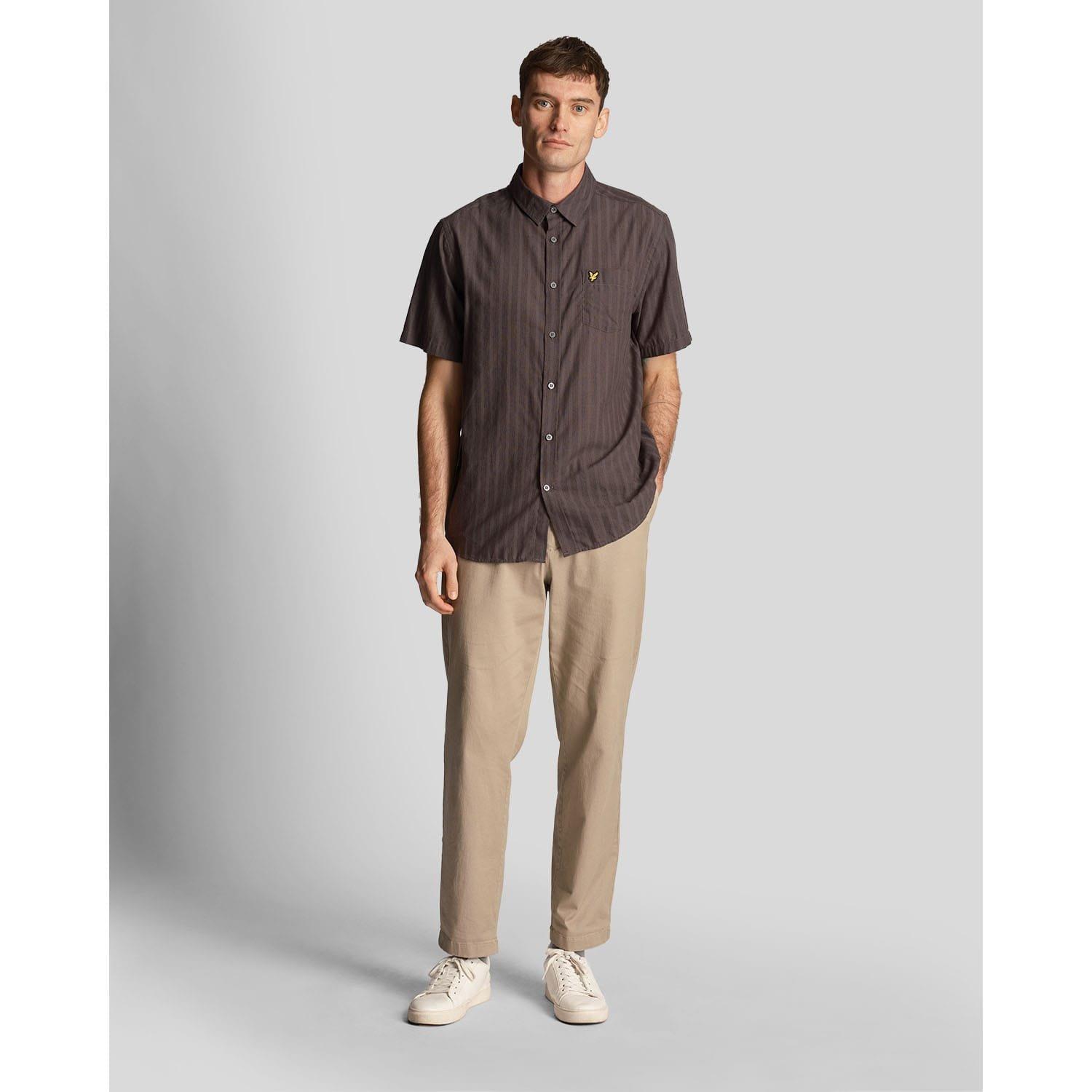 Gunmetal - Lyle and Scott - Textured Stripe Short Sleeve Shirt - 2