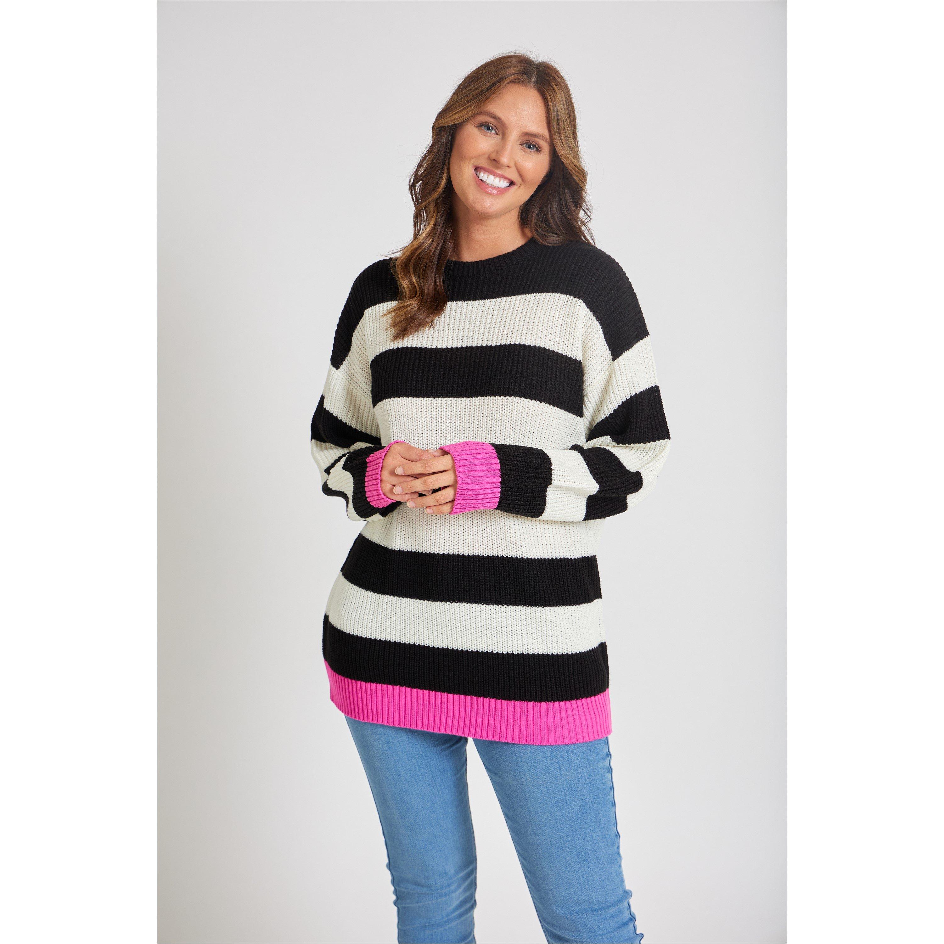 Stripe/Black - Be You - Stripe Crew Neck Jumper - 1