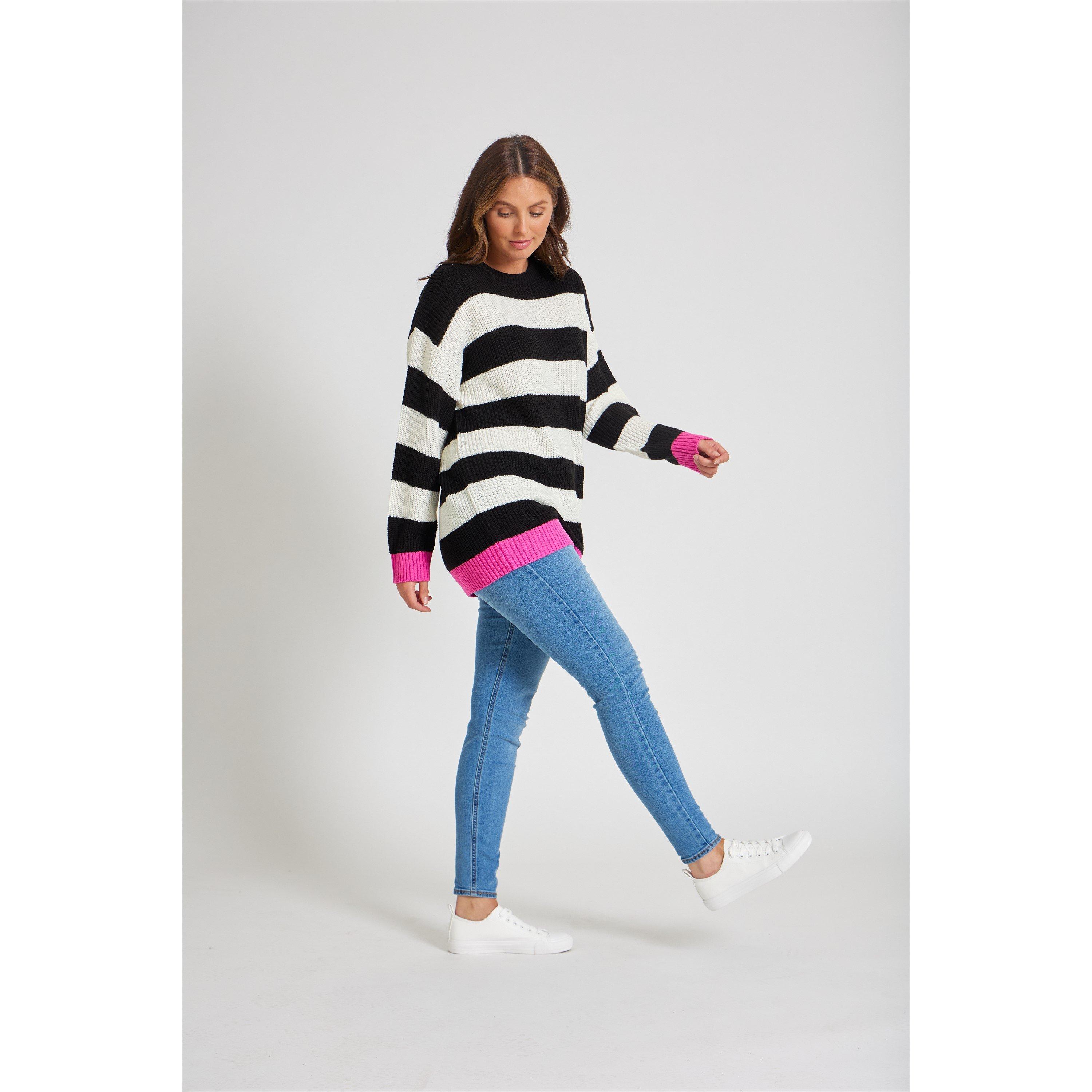 Stripe/Black - Be You - Stripe Crew Neck Jumper - 5