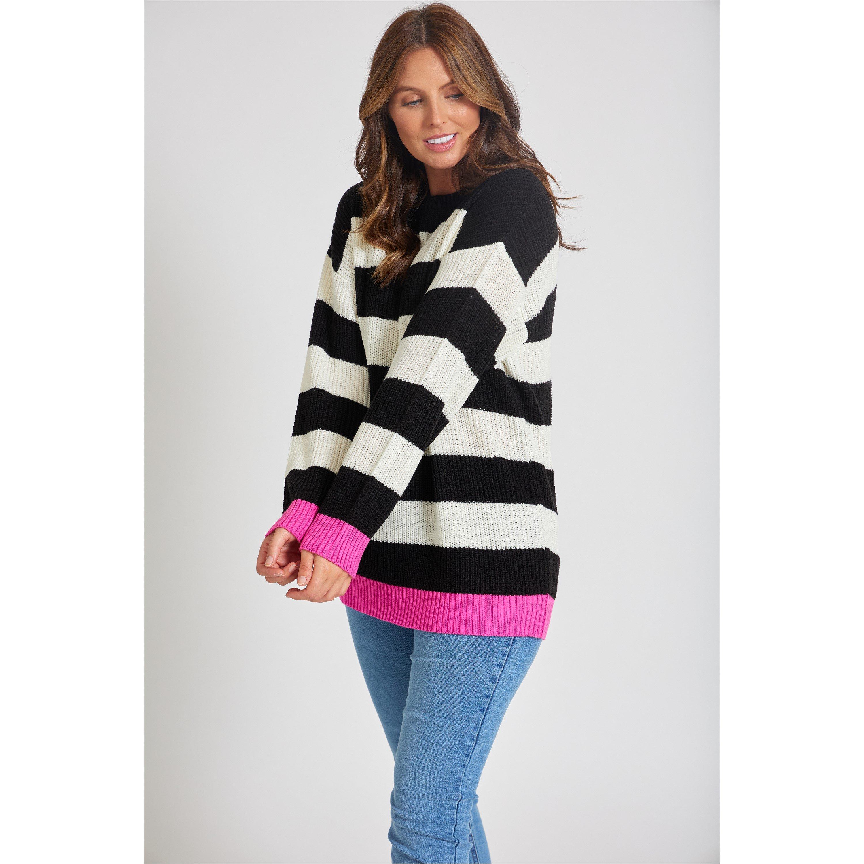 Stripe/Black - Be You - Stripe Crew Neck Jumper - 6