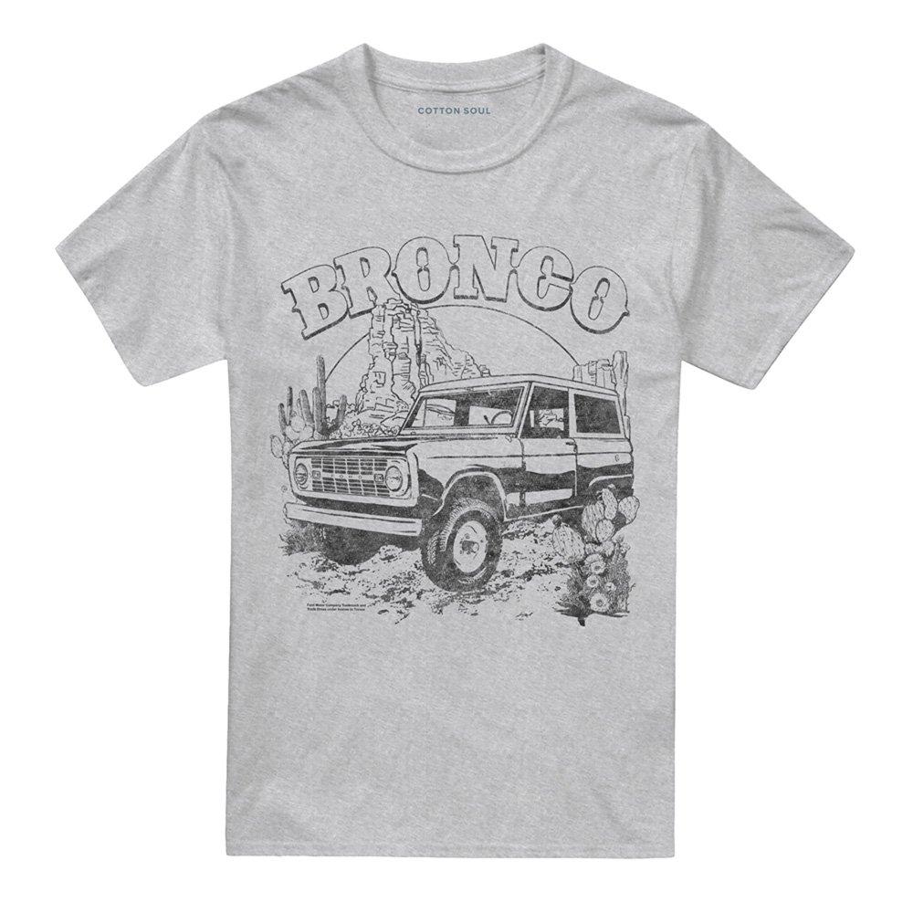 Light Grey - Ford - Ford Bronco Desert Black Mono T-Shirt Athletic He - 4
