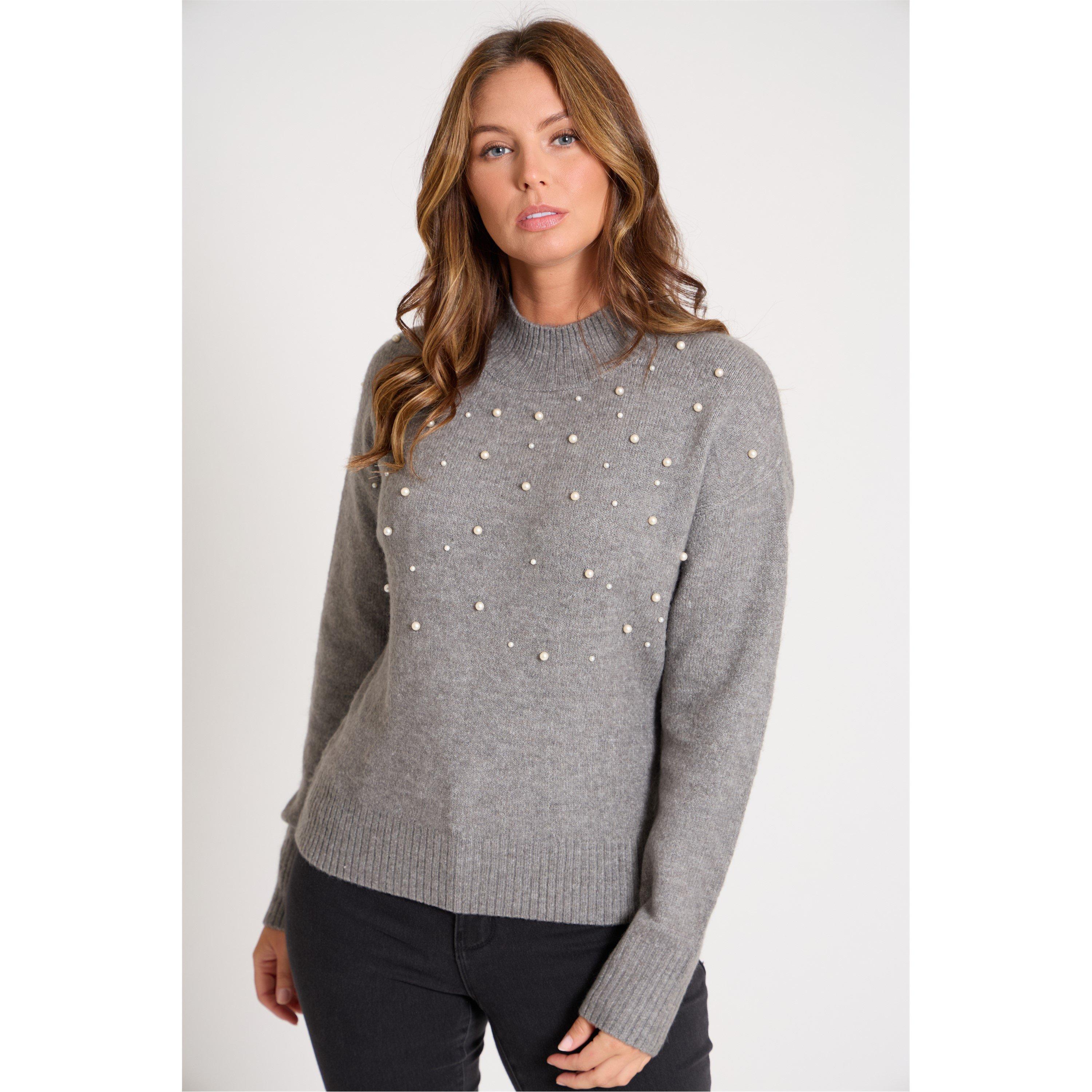 Cinzento - Be You - Women's Pearl Crew Neck Jumper - 1