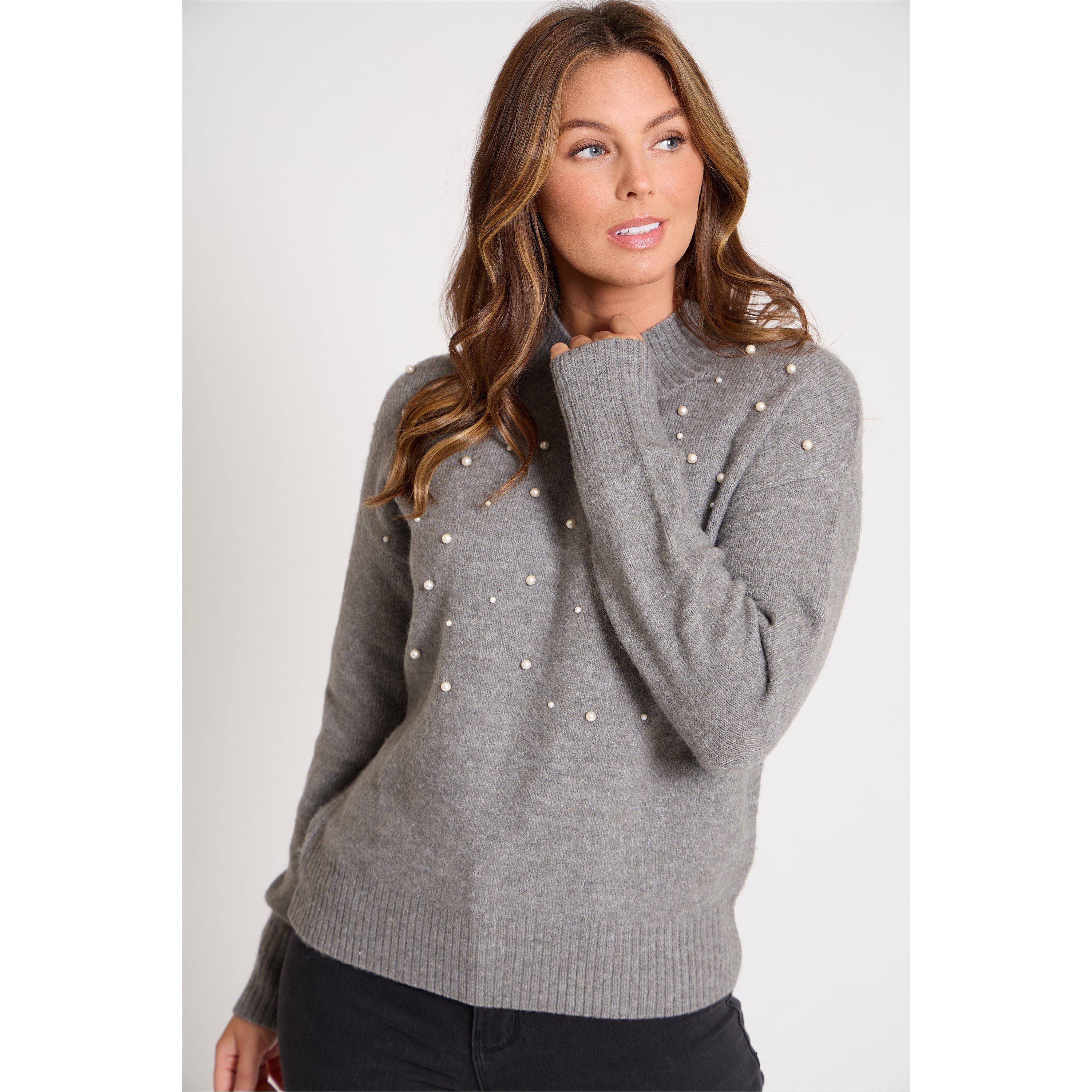Grijs - Be You - Pearl Crew Neck Jumper - 6