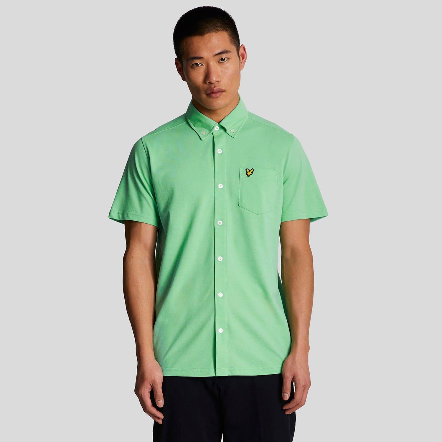 Green - Lyle and Scott - Short Sleeve Pique Shirt - 1
