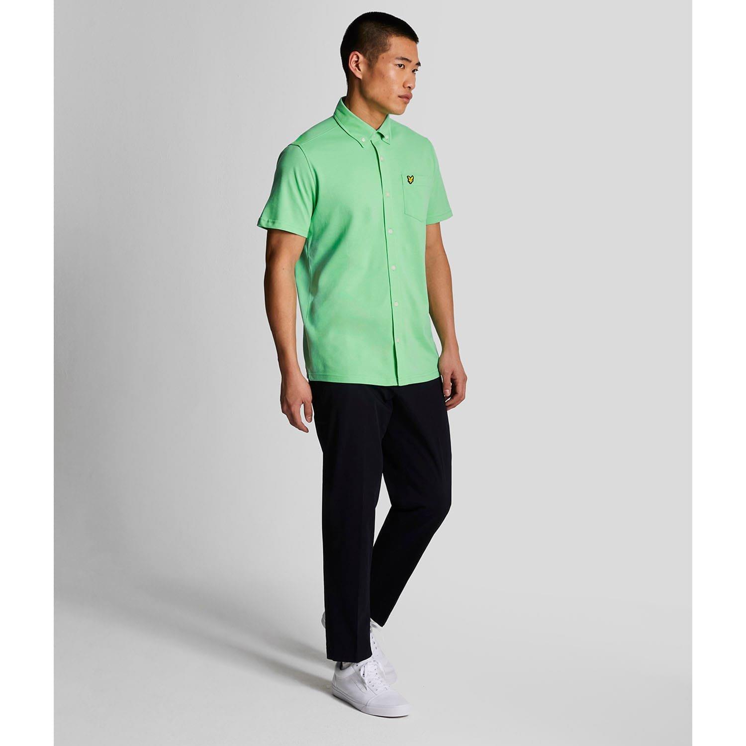 Green - Lyle and Scott - Short Sleeve Pique Shirt - 2