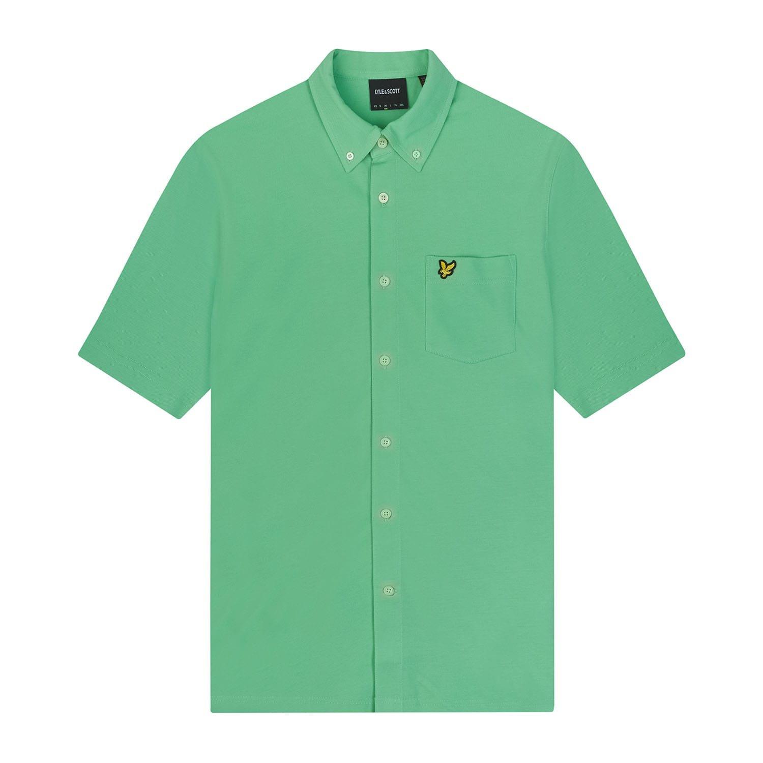 Green - Lyle and Scott - Short Sleeve Pique Shirt - 5