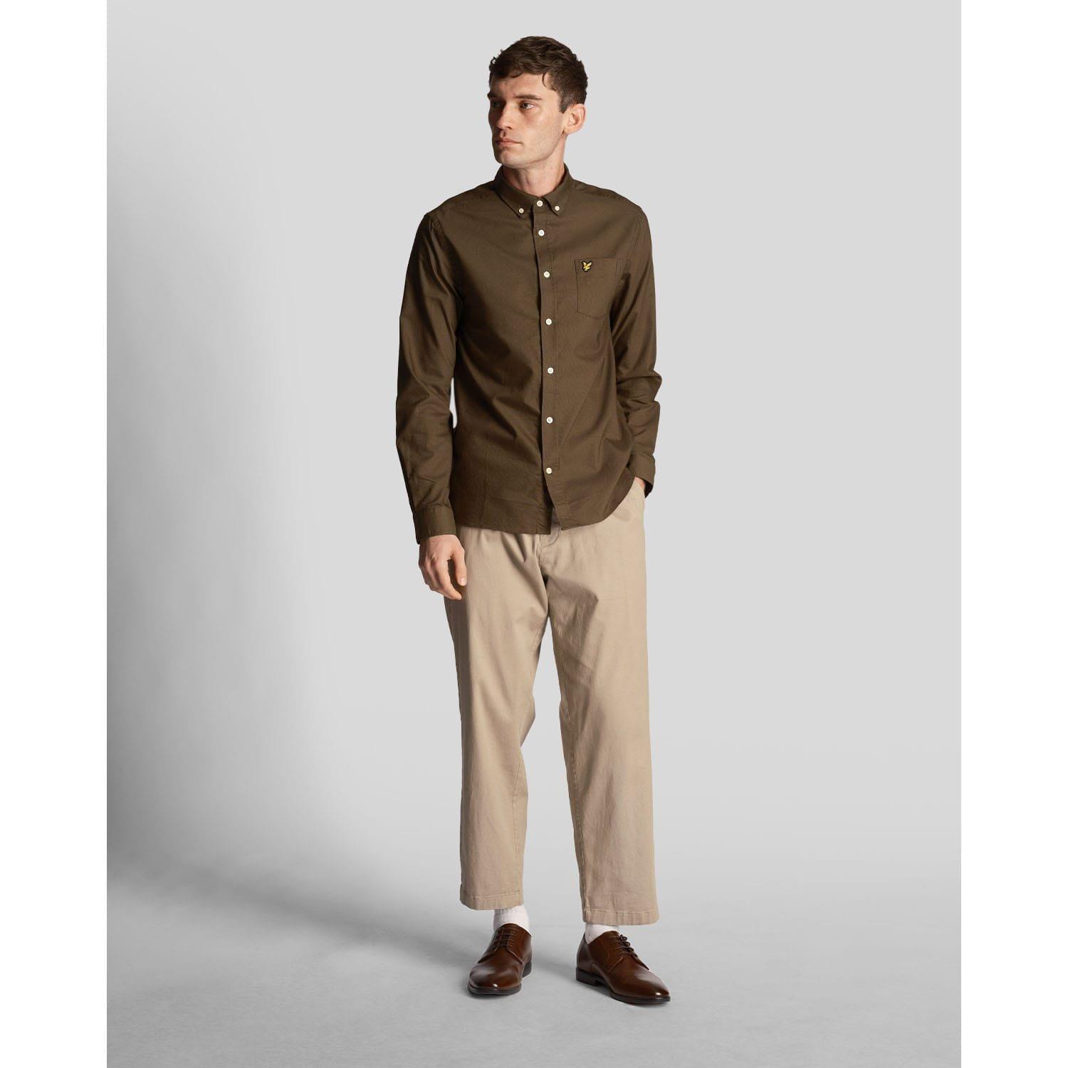 Olive - Lyle and Scott - Regular Fit Light Weight Oxford Shirt - 3