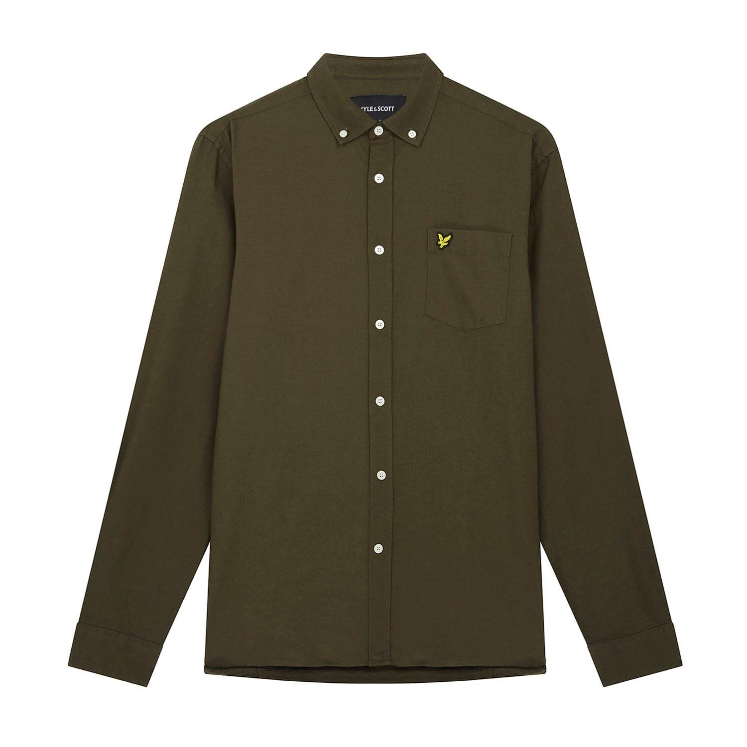 Olive - Lyle and Scott - Regular Fit Light Weight Oxford Shirt - 5