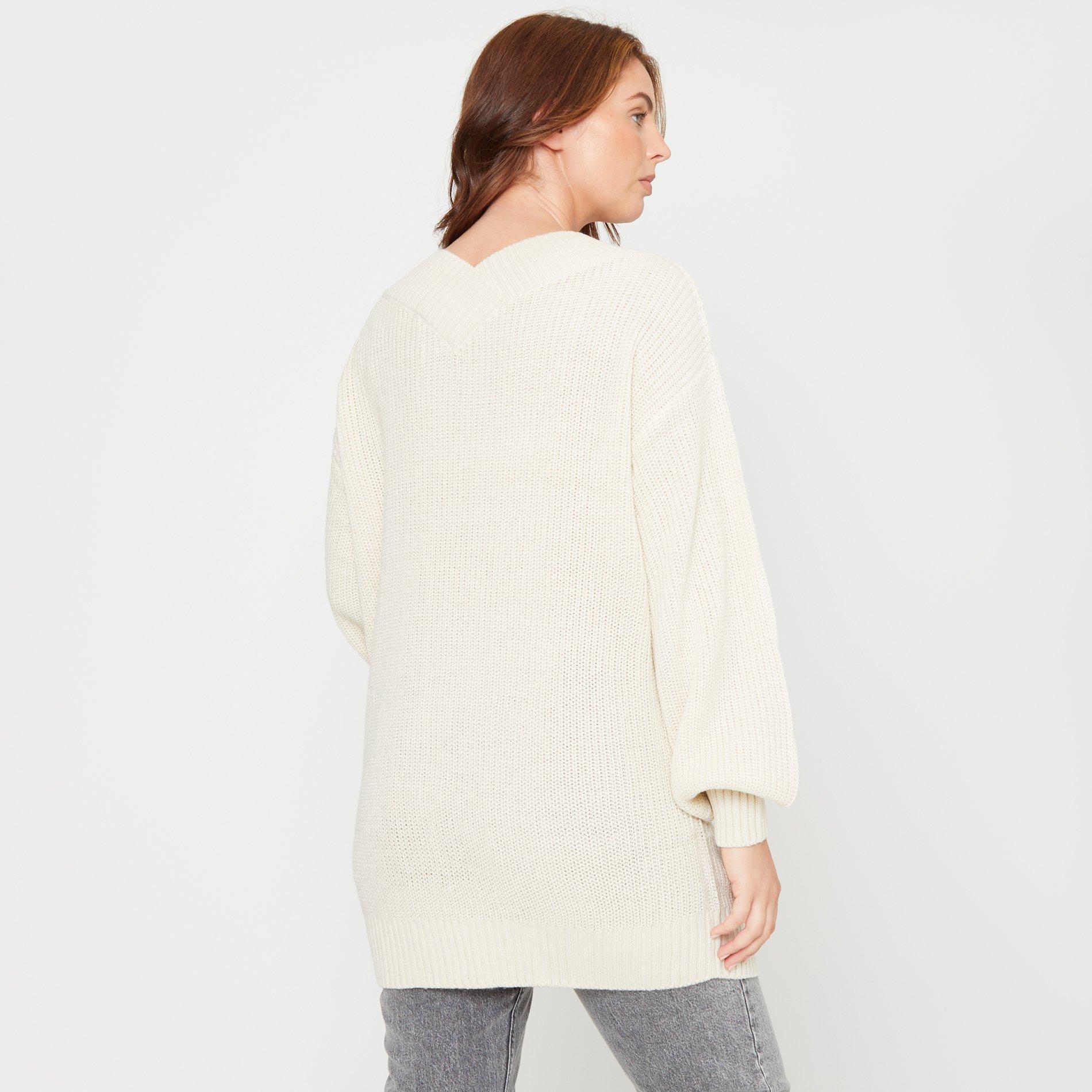 Beige - Be You - V Slouch Crew Neck Jumper - 4