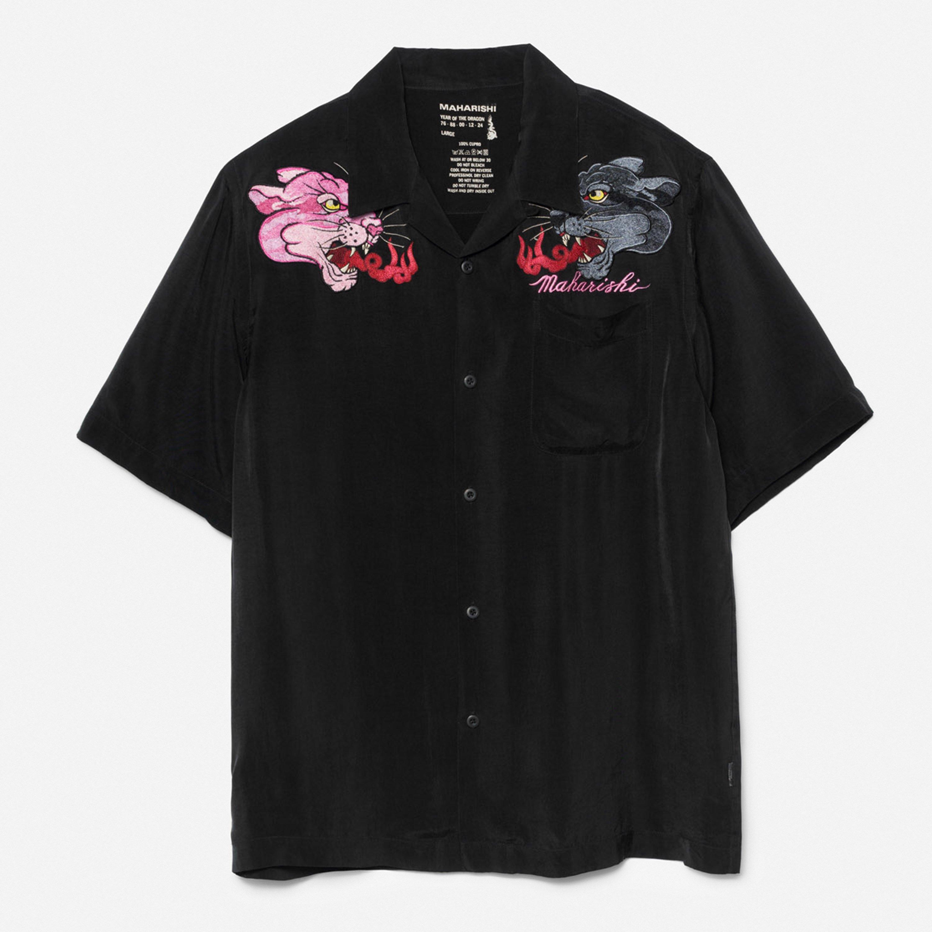 Black - Maharishi - Dual Panther Camp Collar Shirt - 7