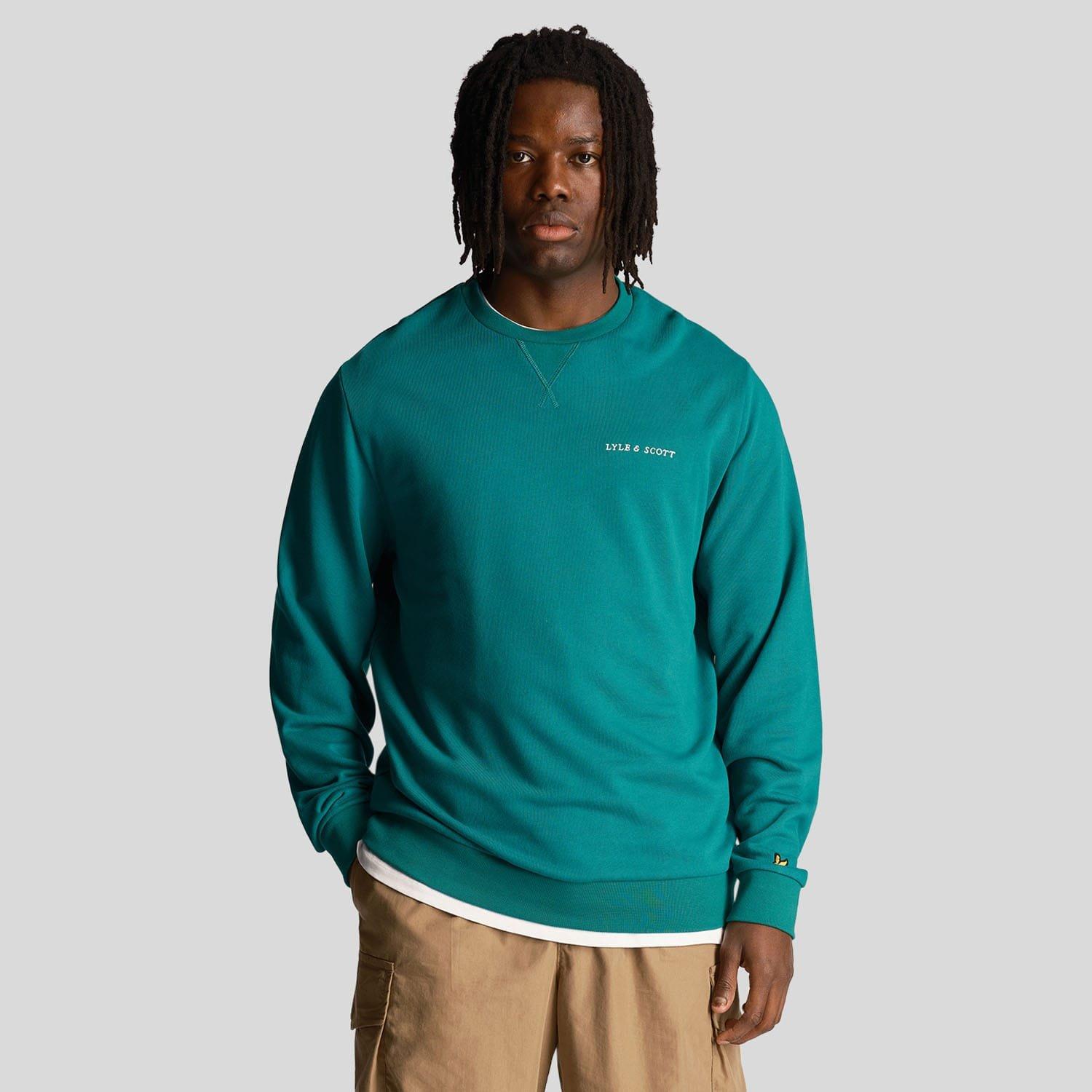 Green - Lyle and Scott - Loopback Embroidered Crewneck Sweatshirt - 1