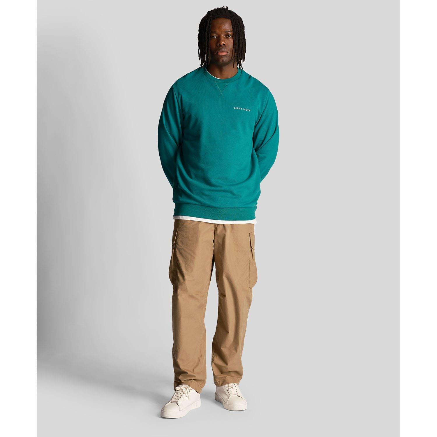 Green - Lyle and Scott - Loopback Embroidered Crewneck Sweatshirt - 2