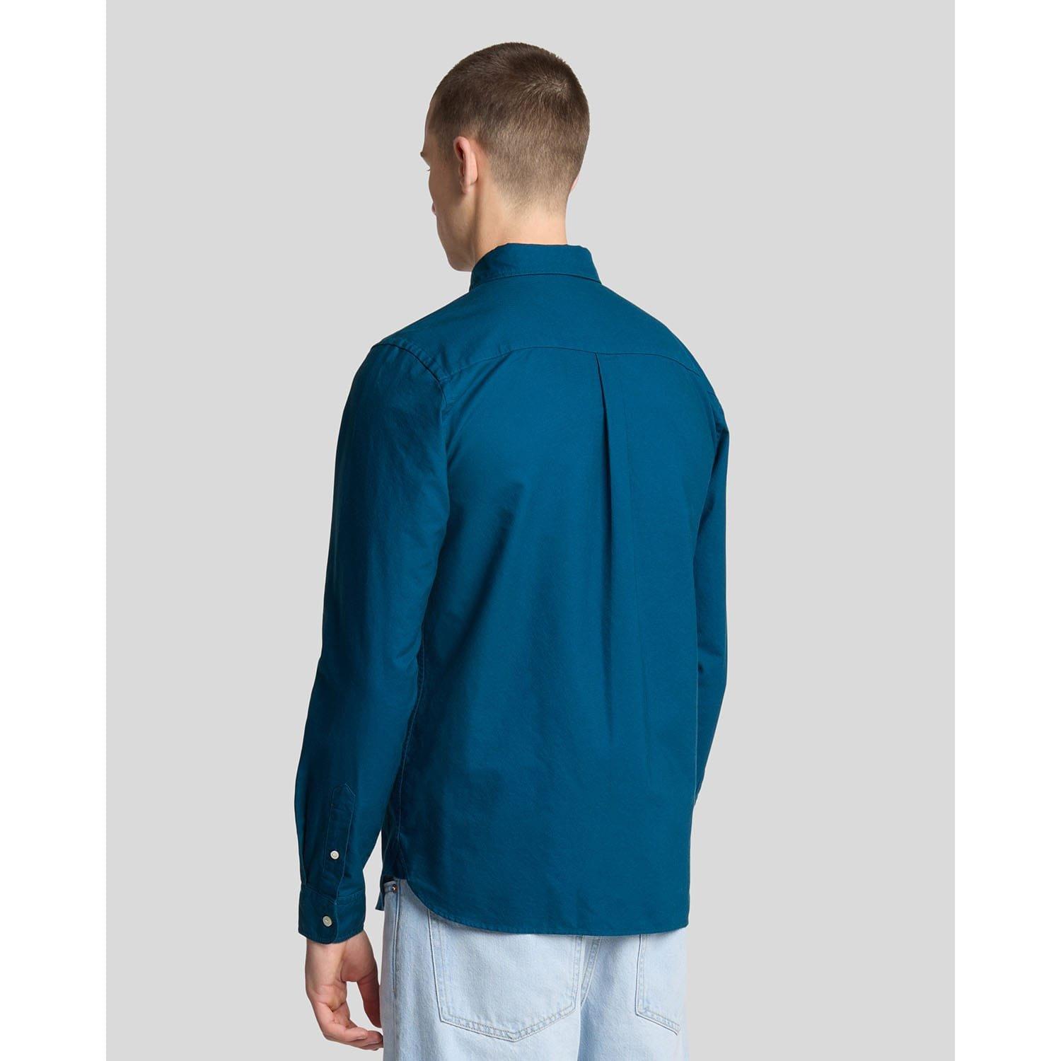 Navy - Lyle and Scott - Plain Oxford Shirt - 3