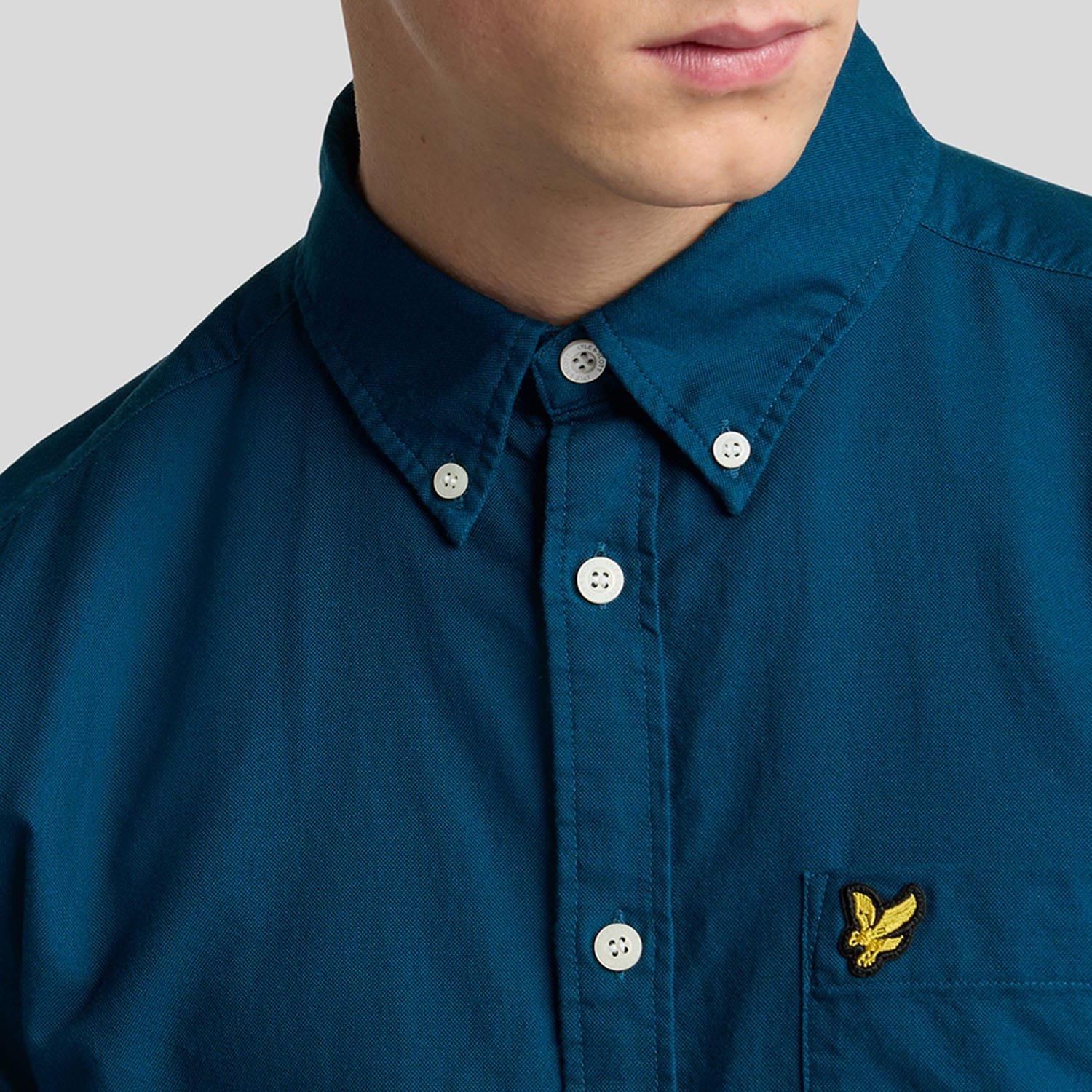 Navy - Lyle and Scott - Plain Oxford Shirt - 4