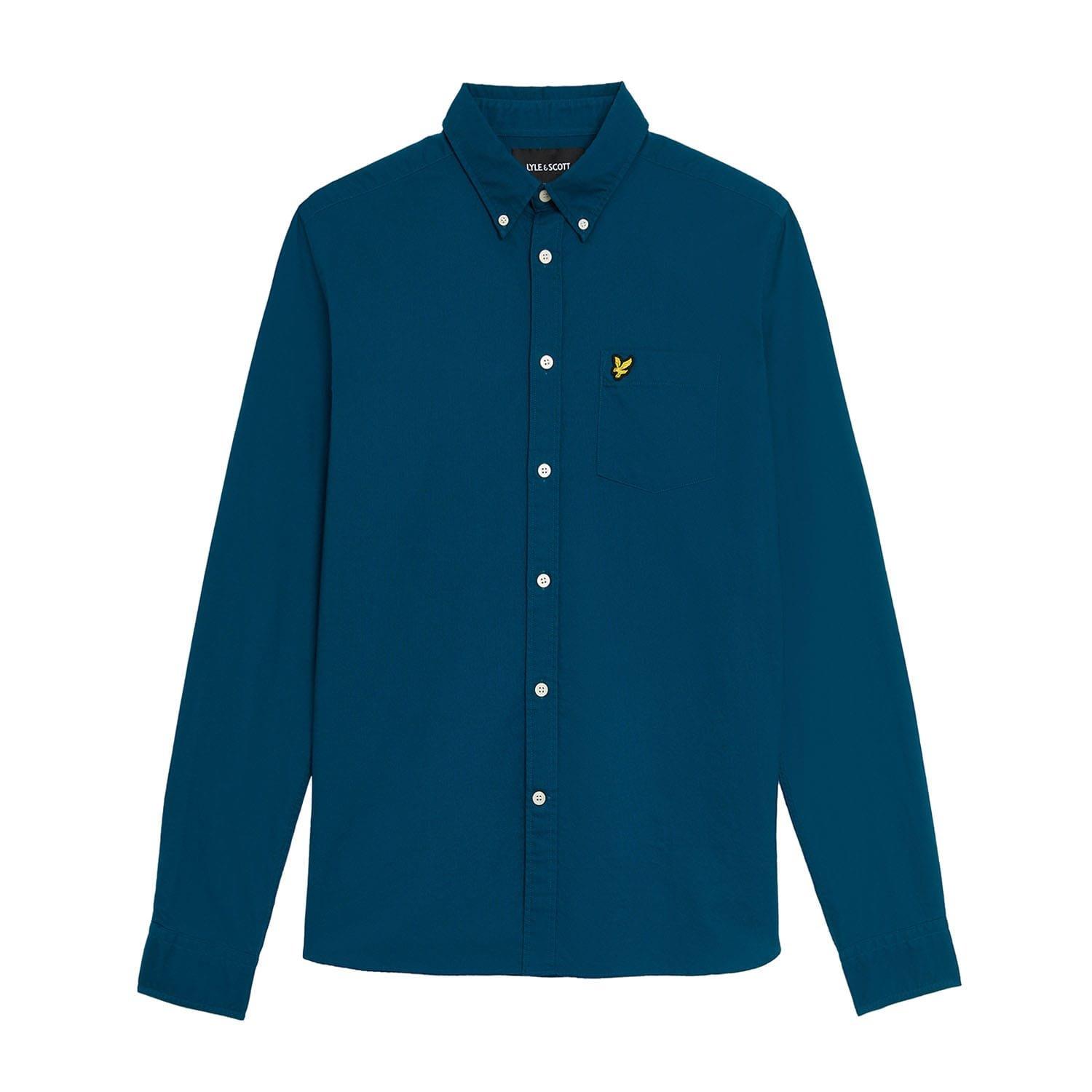 Navy - Lyle and Scott - Plain Oxford Shirt - 5