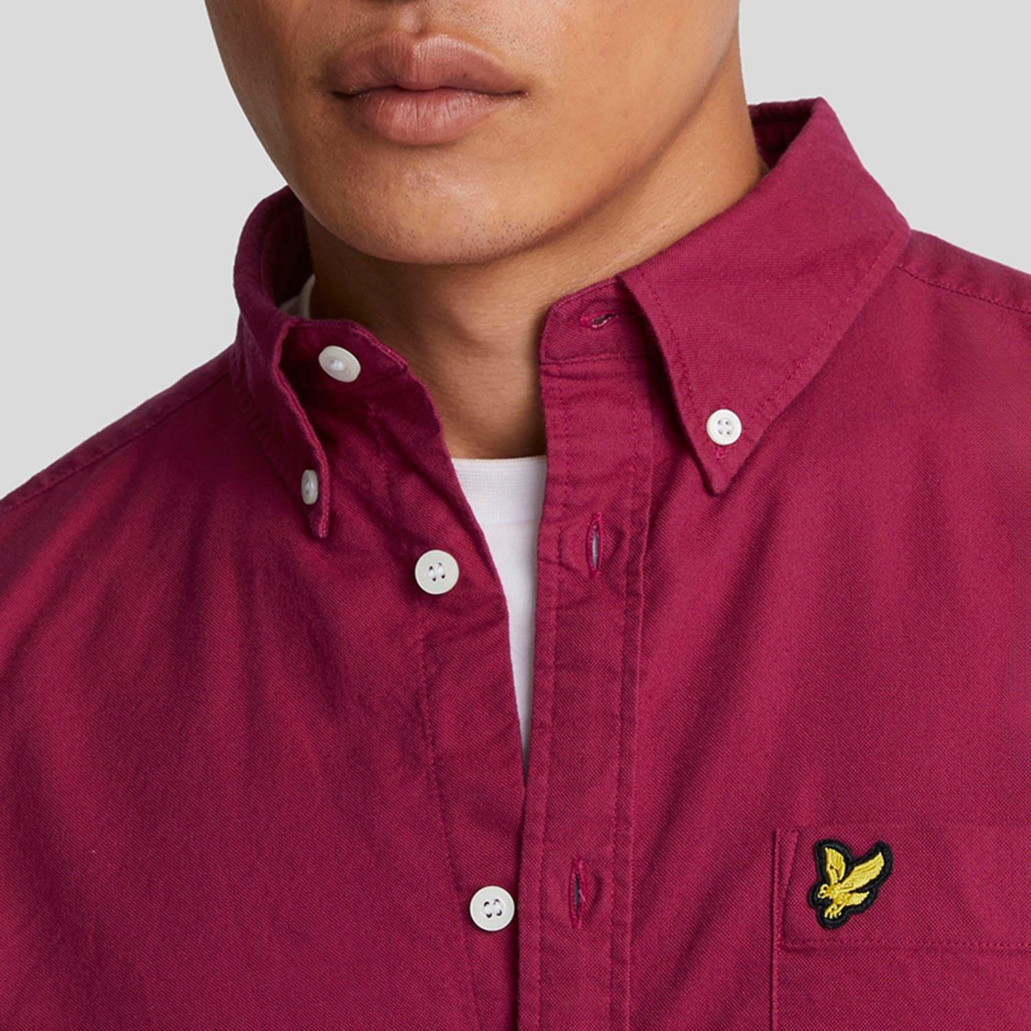 Burgundy - Lyle and Scott - Plain Oxford Shirt - 4