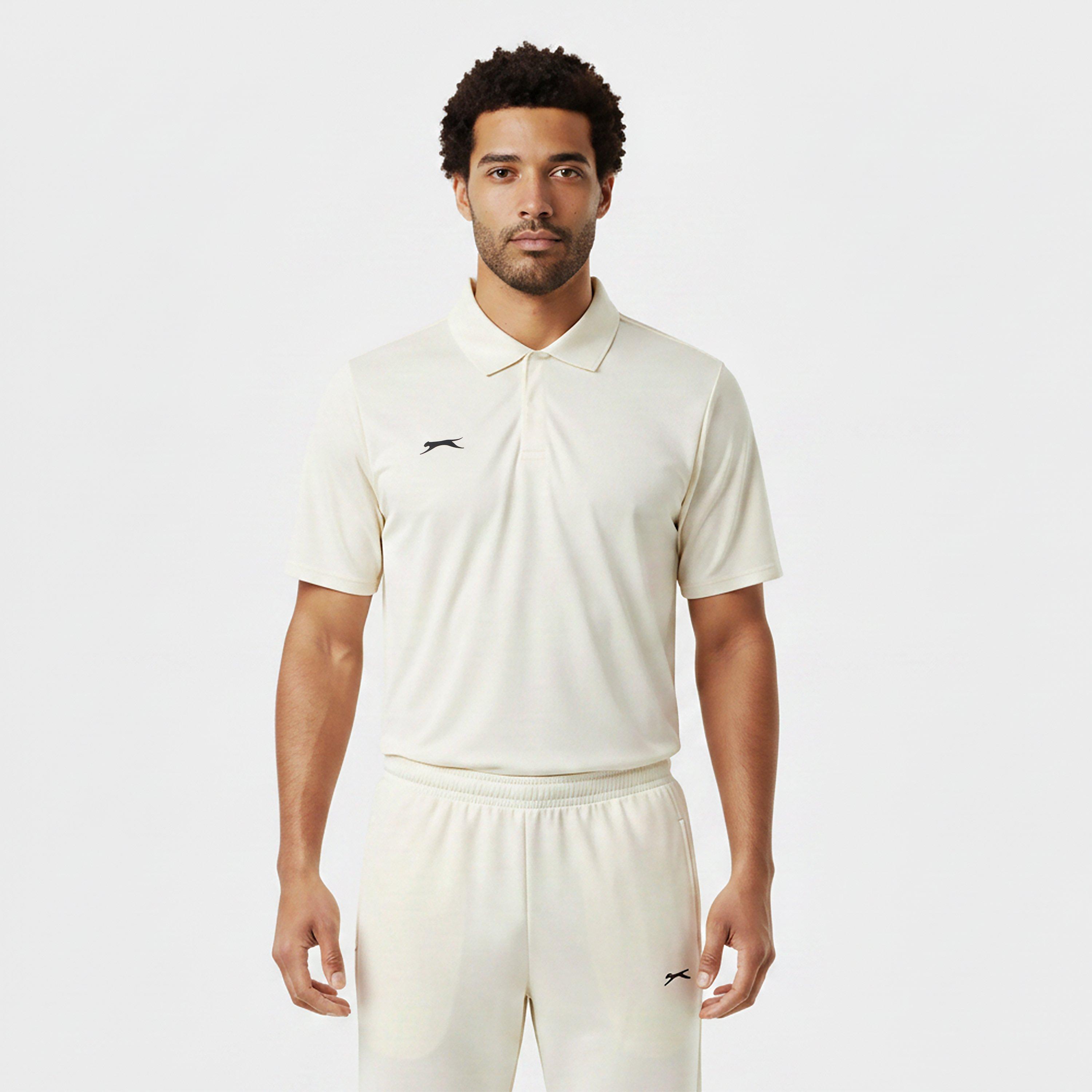Cream - Slazenger - Men's Polo Neck Short Sleeve Cricket Shirt - 3