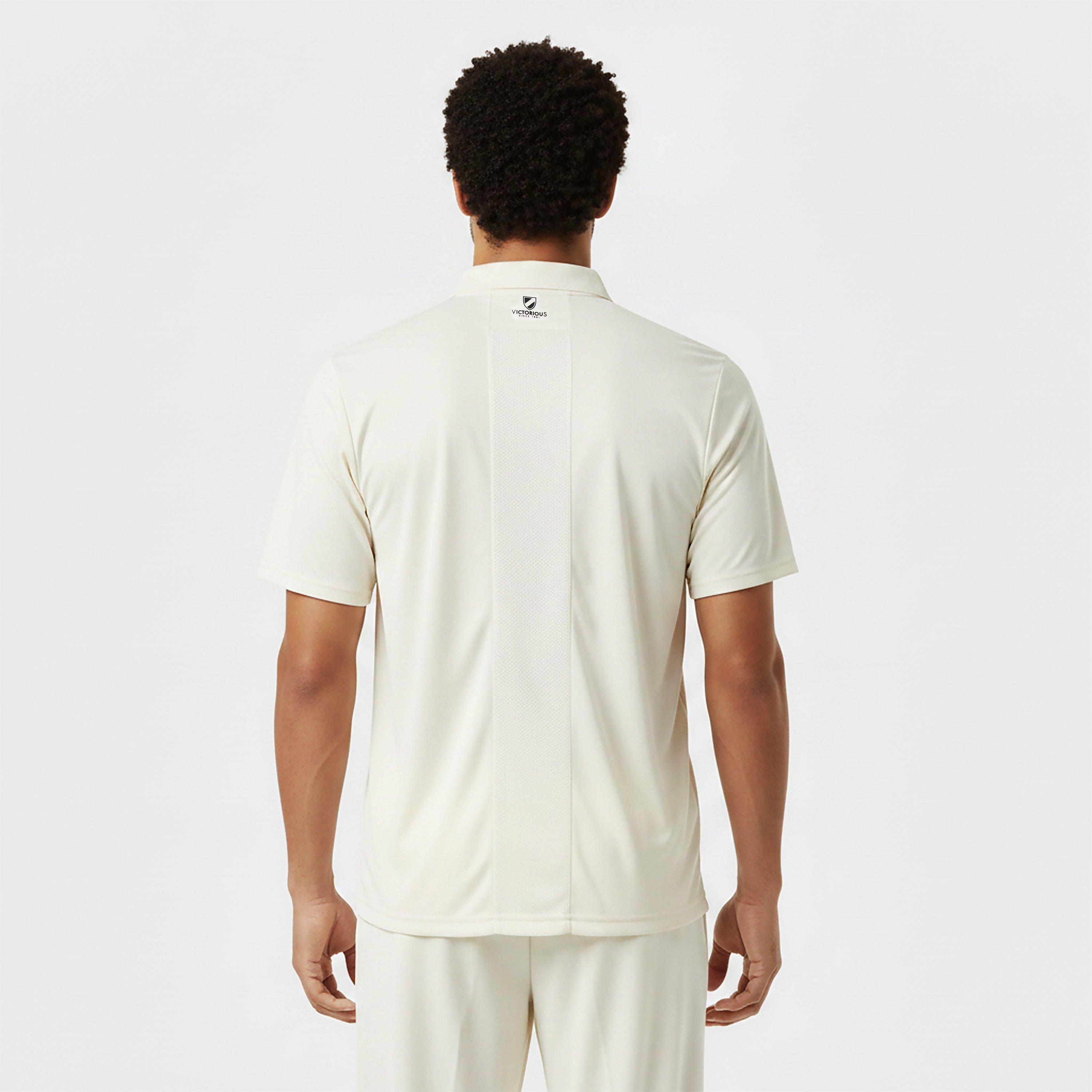 Cream - Slazenger - Men's Polo Neck Short Sleeve Cricket Shirt - 4