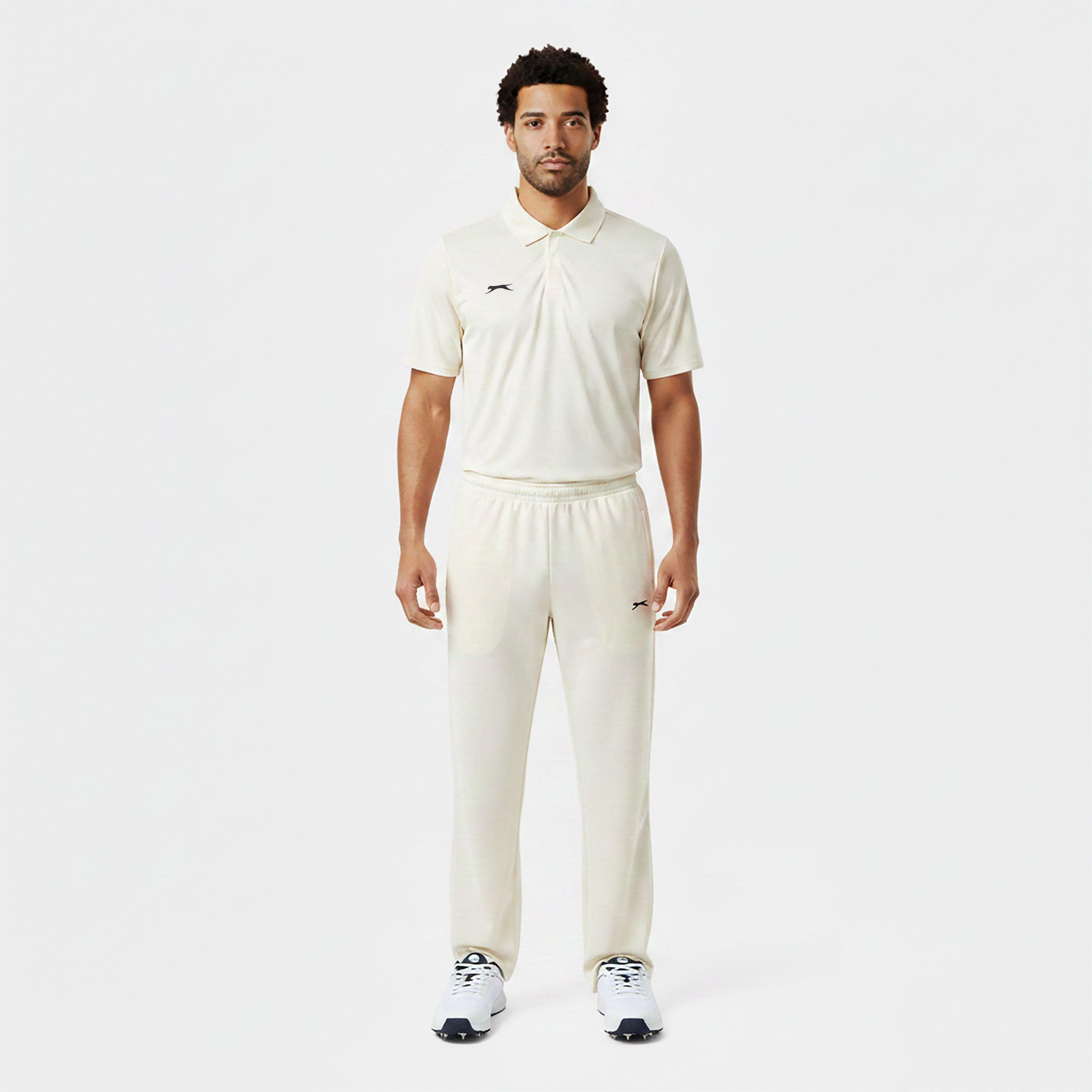 Cream - Slazenger - Men's Polo Neck Short Sleeve Cricket Shirt - 5