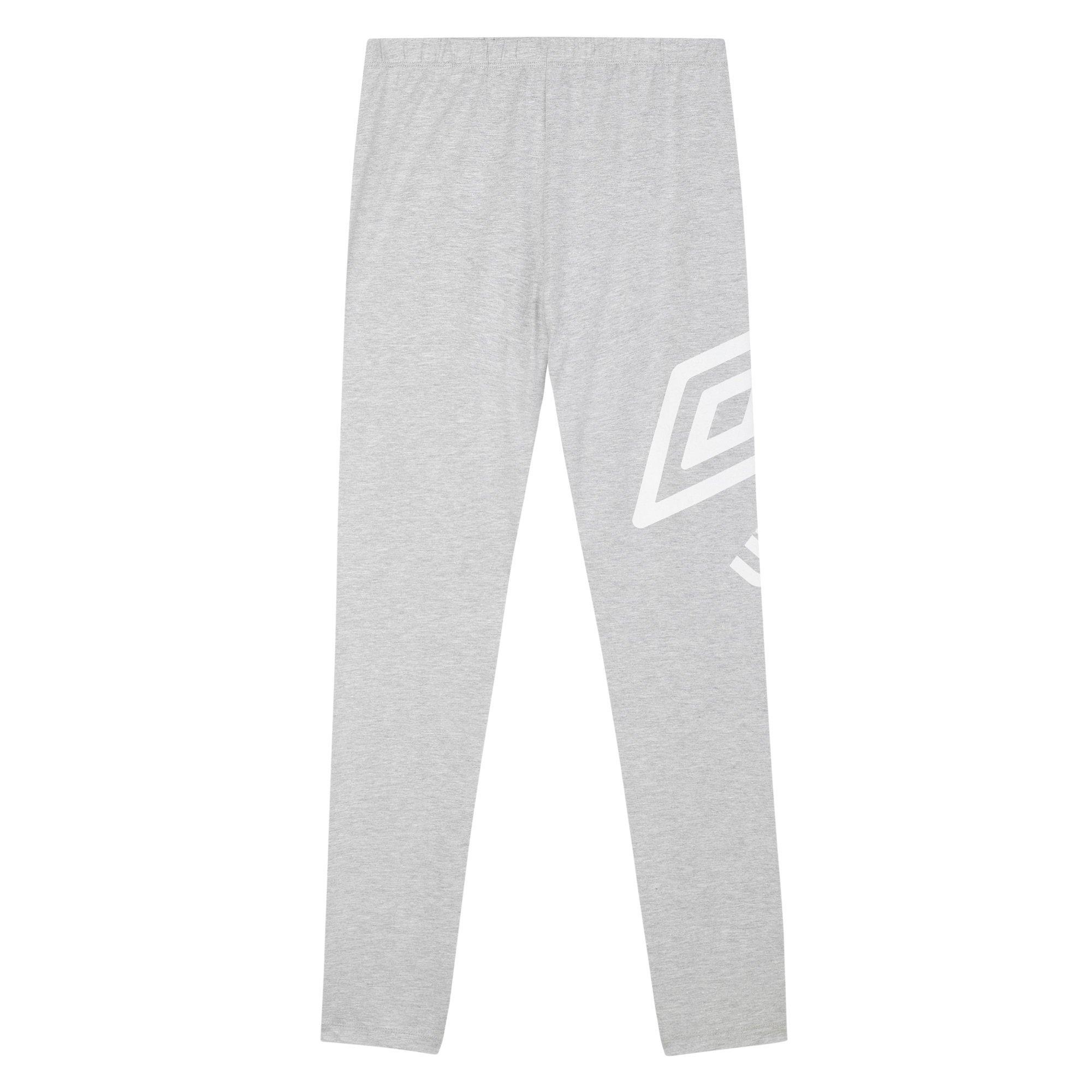 Umbro Women's Logo Leggings - Grey Marl/White - 10 (S)