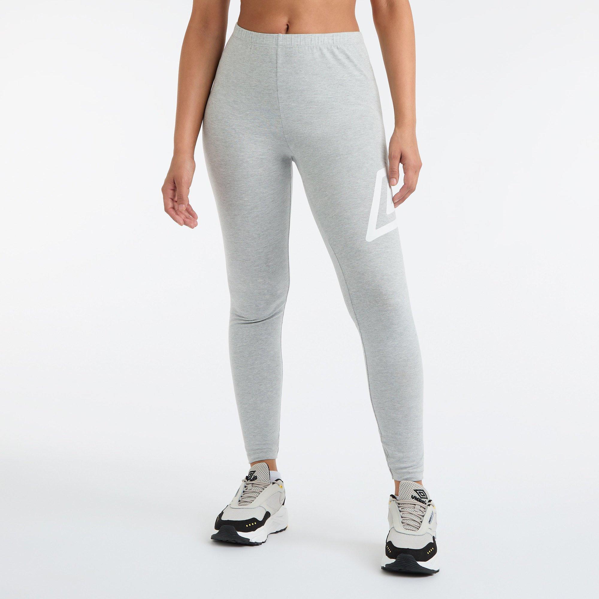 Grå Marl/Hvid - Umbro - Women's Logo Leggings - 2
